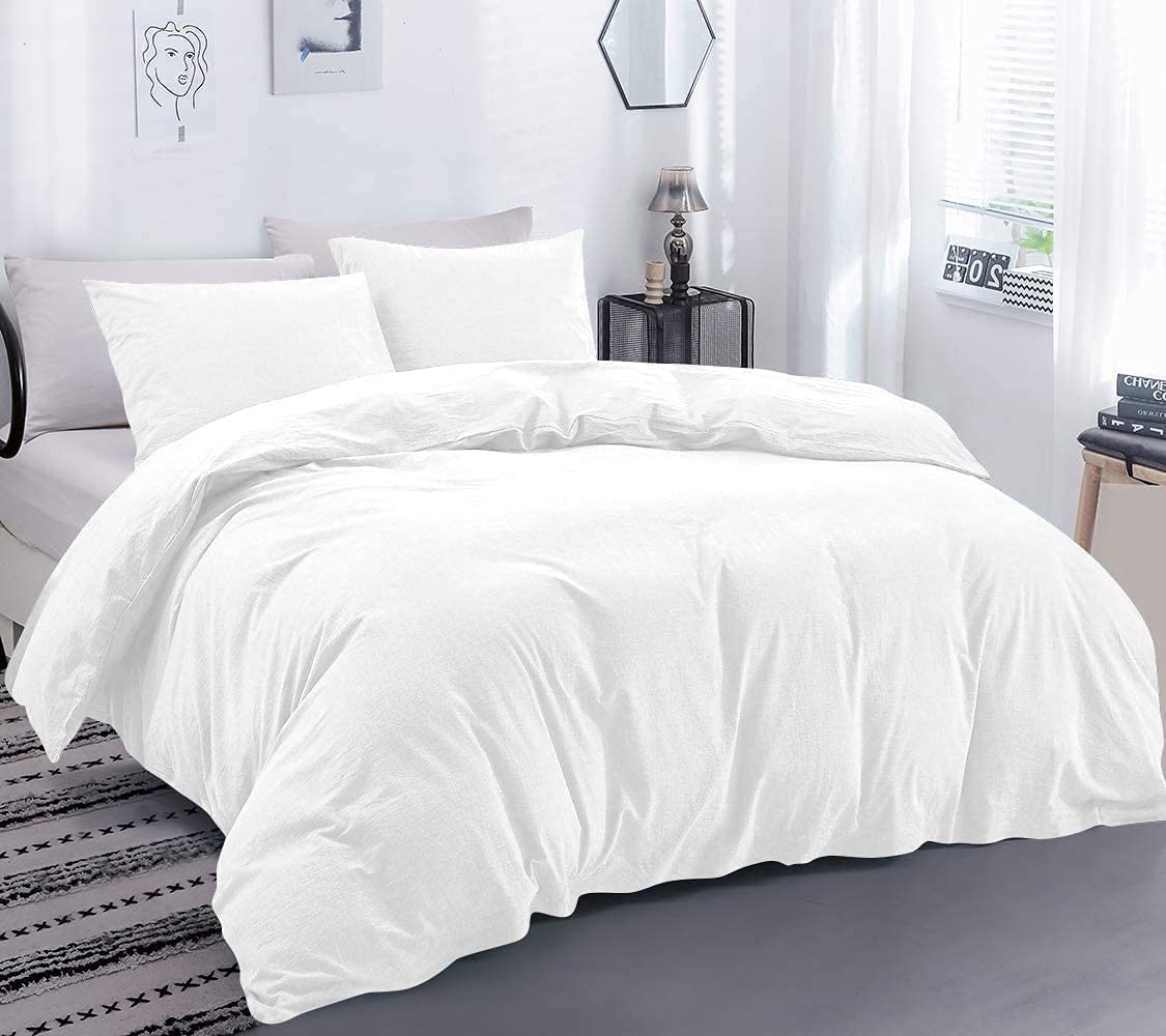 100% Egyptian Cotton, Luxurious Hotel Quality 5 PC Duvet/Quilt/Rajai Cover Set (1 Duvet Cover and 4 Pillow Cover) with Zipper, 400 Thread Count- Single Size White Solid-image-17