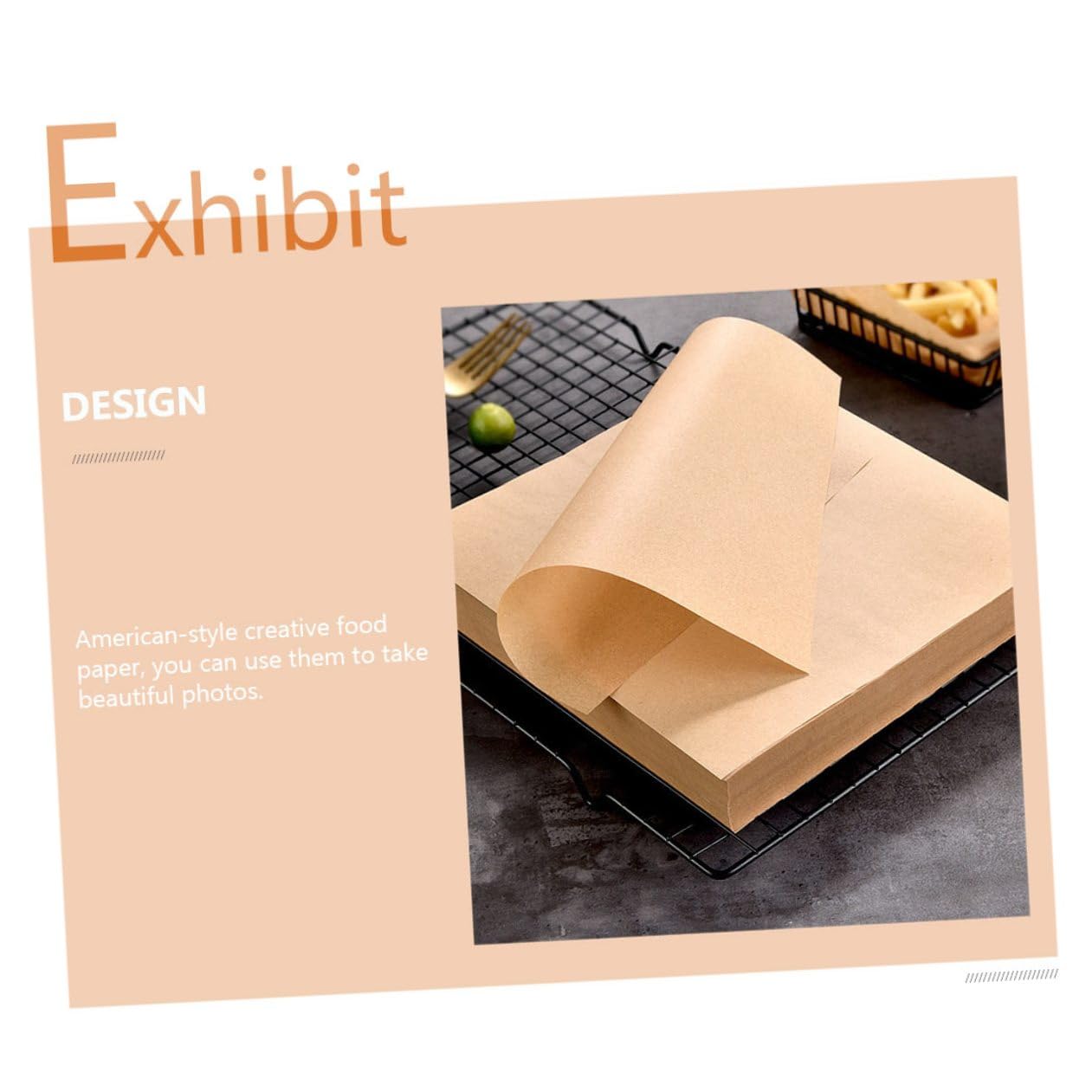 Papel Kraft para Hornear Absorbente de Grasa 500 Hojas Tamaño Compacto Color Caqui Adecuado para Bocadillos y Platos Desechables en Cocina Americana