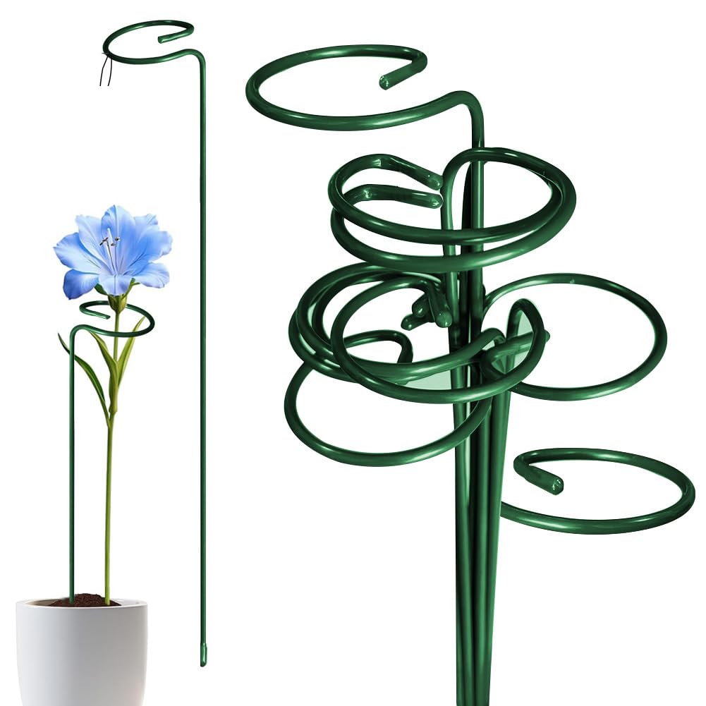 9 PCS 40cm Metal Plant Support Stakes - Single Stem Hoop Flower Supports - Plant Support Rings for Peonies Tomatos Peony Lily Rose Gladioli - Garden Tools & Accessories - Indoor & Outdoor
