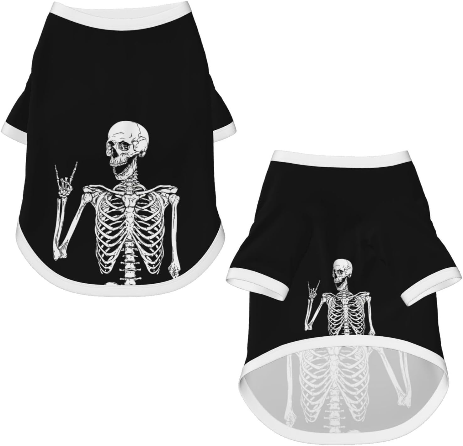 Rock and Roll Skull Boho Hippie Pattern Small Pet T-Shirt Short Sleeve Dog and Cats Tees, 100% Cotton and Lightweight Dog Clothes Large