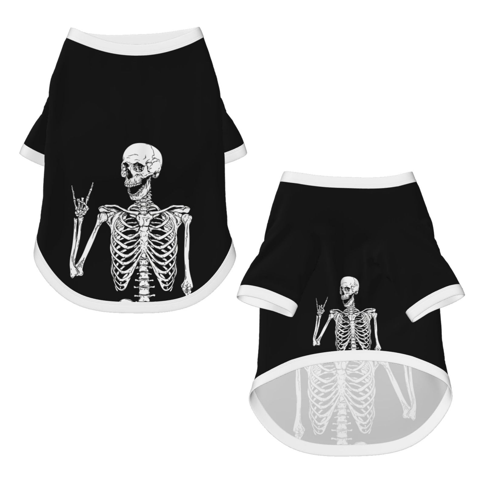 Rock and Roll Skull Boho Hippie Pattern Small Pet T-Shirt Short Sleeve Dog and Cats Tees, 100% Cotton and Lightweight Dog Clothes Large