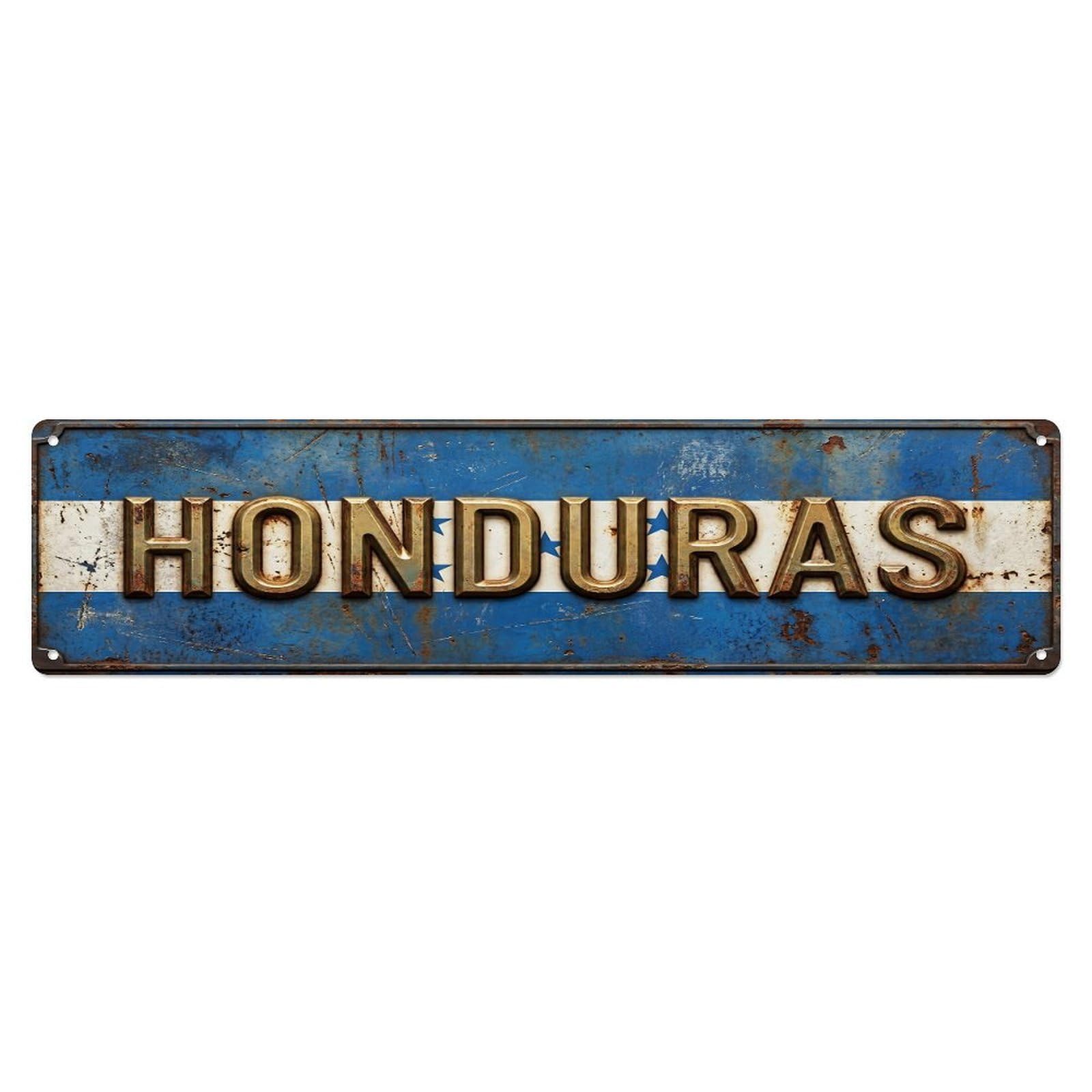 Olhnbad 4X16inch(10X40cm) Vintage Honduras Flag Pattern Metal Tin Sign