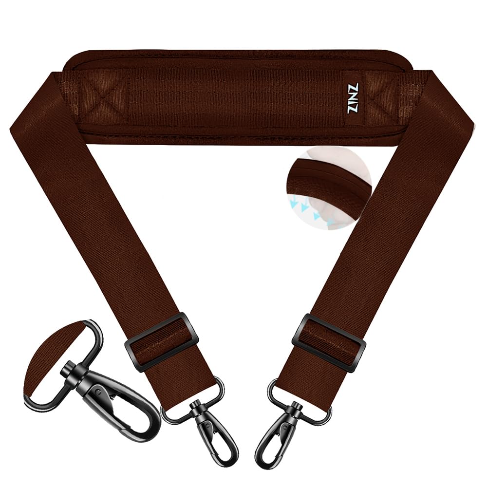ZINZ 74" Shoulder Strap with Fixed Pad and Dual Balanced Buckles，Brown