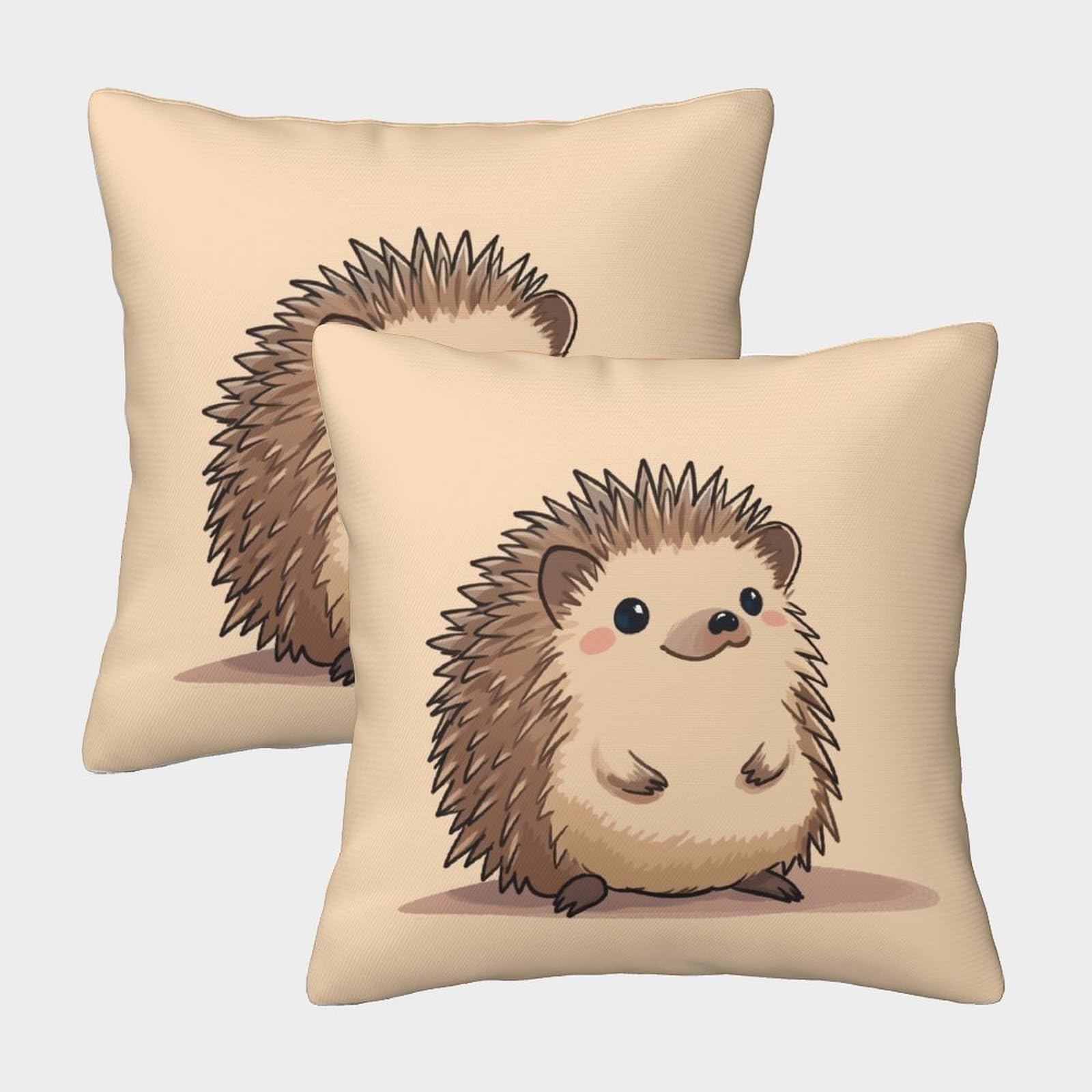 Uendokrnn Style Hedgehog With Invisible Zipper Pack Of 2 Homeware Cushions Decorative Throw Pillow For Living Room Bedroom Couch Sofa Chair Outdoor 50X50cm