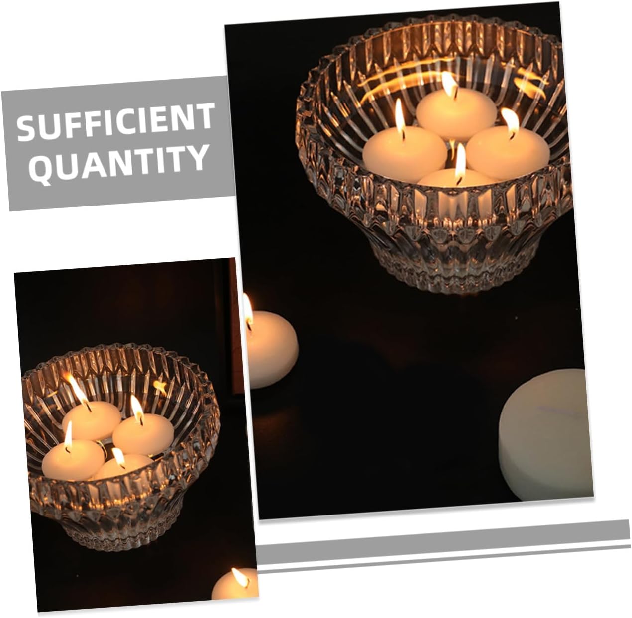 Small Floating Wedding Candles, Unscented Tealight Party Supply, 6pcs Round Decorative Wax Candles for Romantic Dinners and Pool Parties