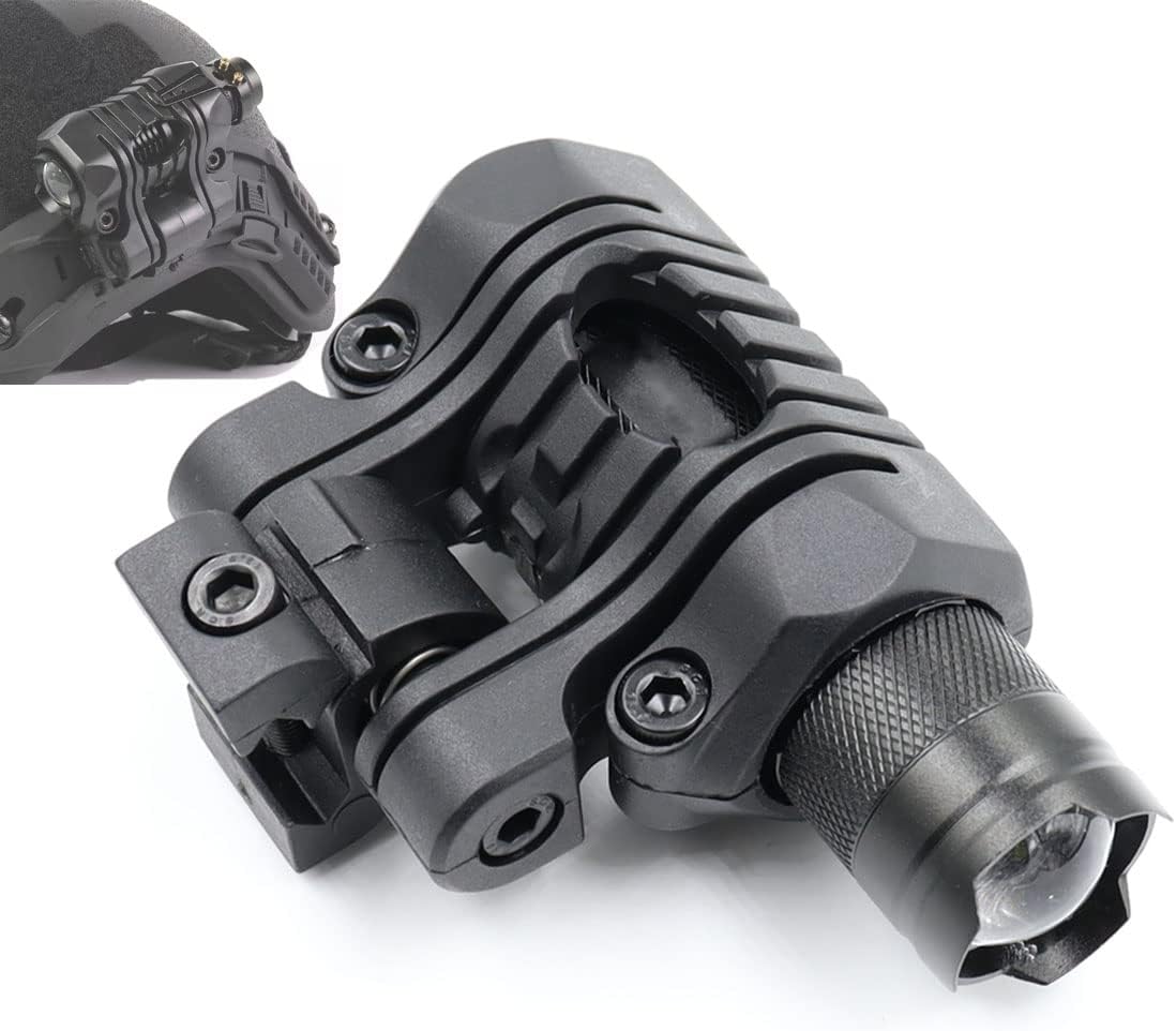Tactical Helmet Light with Mount Mini LED Helmet Flashlight 300 lumens LED with Strobe, Fits 20mm Picatinny Rail Mount (Black)
