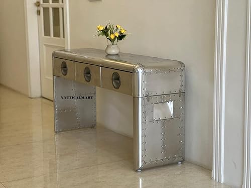 NauticalMart Tablas de consola industriales de la tabla de consola del aviador, decoración casera estrecha de la tabla