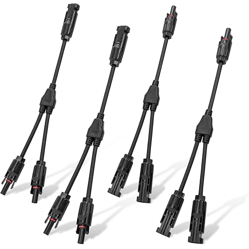 ECO-WORTHY 2 Pair Solar Connectors 30A Y Branch Parallel PV Adapter Cable Wire Plug Tool Kit for Solar Panel