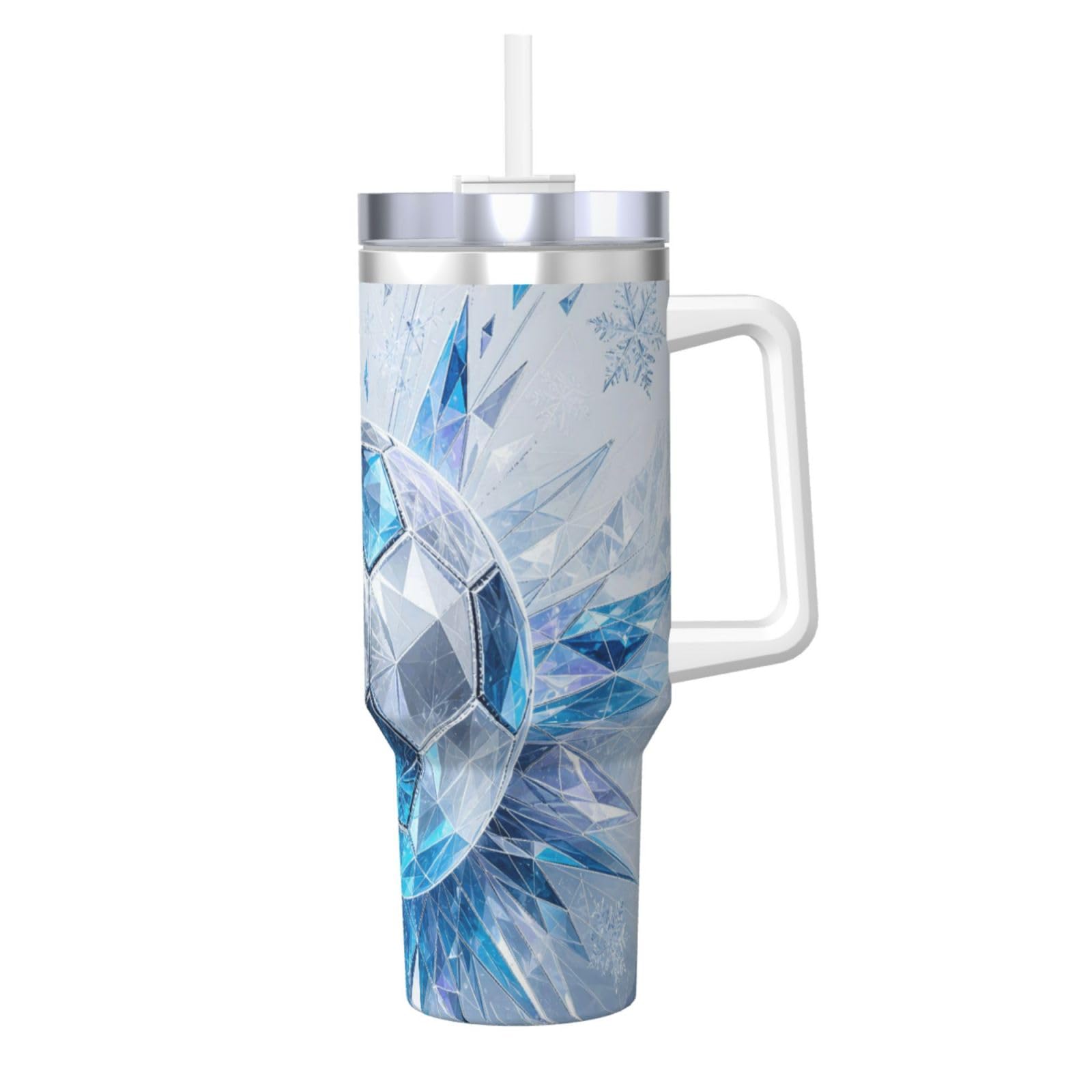 Botella de agua reutilizable de 40 oz Ice Crystal con tapa con pajilla para evitar derrames