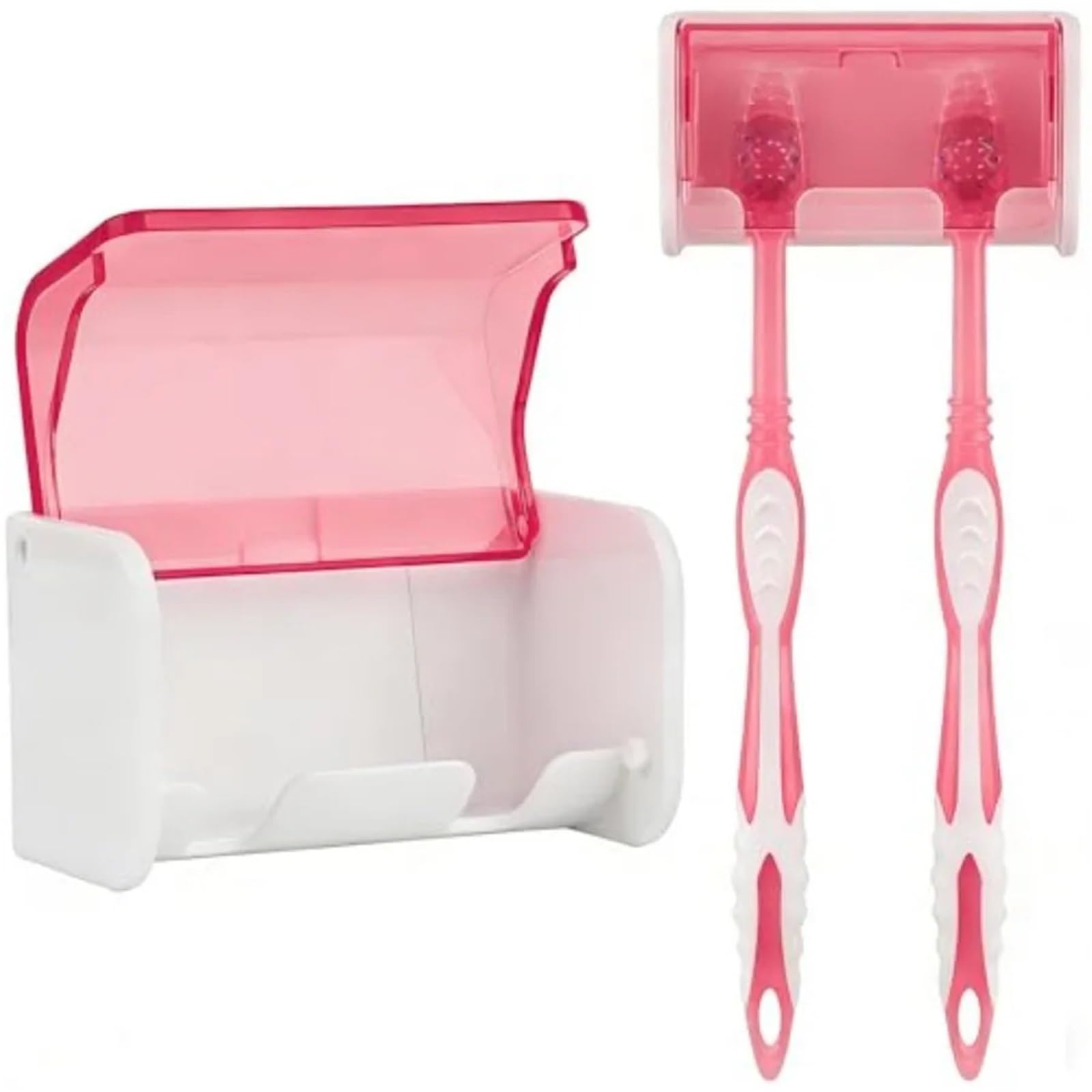 Porta Spazzolini Da Parete Portaspazzolino da parete con 2 slot | Con coperchio organizer autoadesivo for doccia da bagno