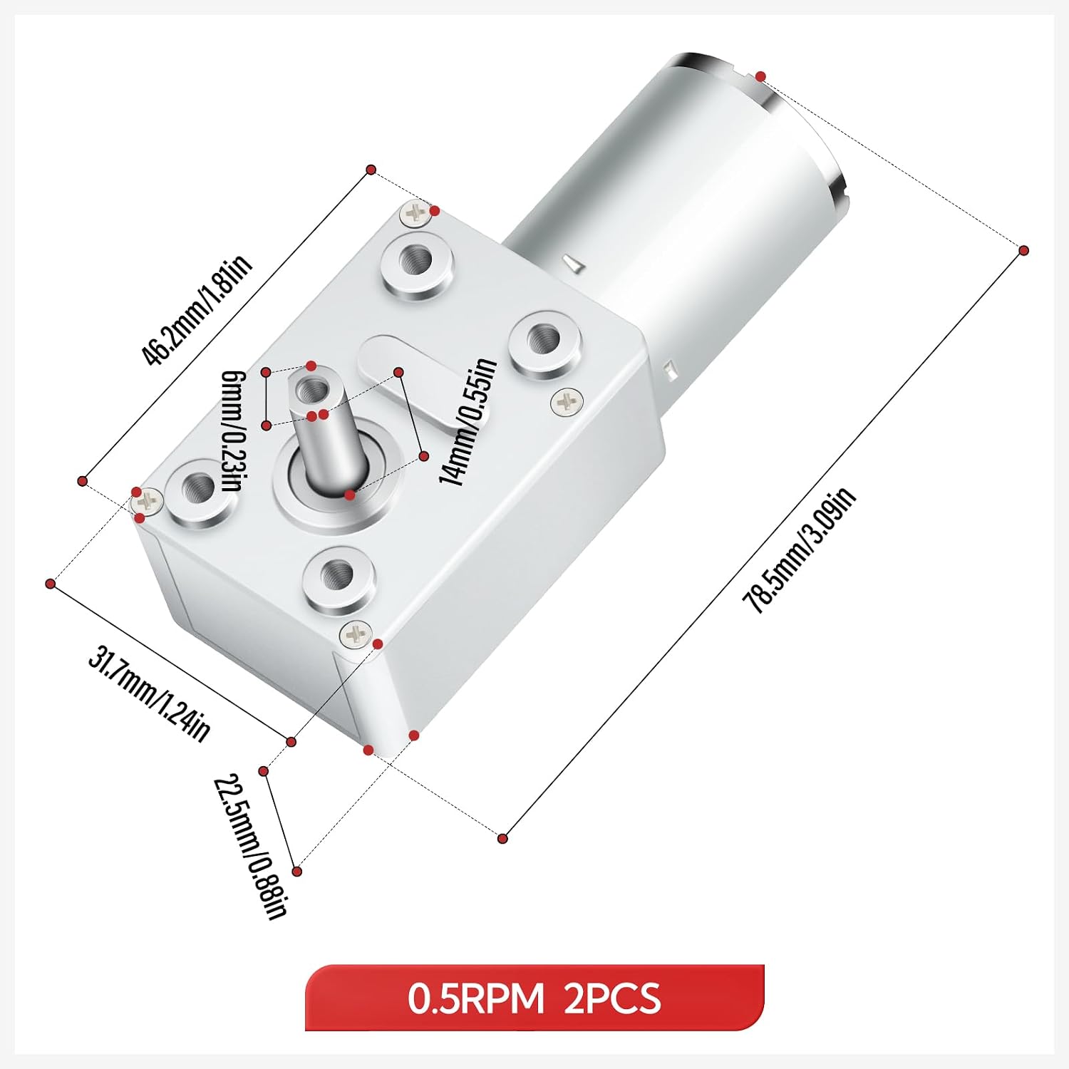 2PCS 5V 6W 0.5RPM Gear Motor, High Torque Rotation DC Motor, Small Worm Gear Motor