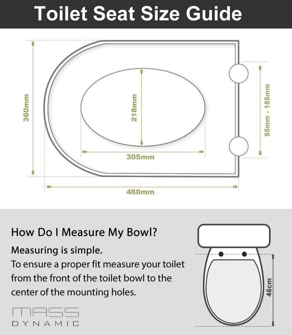 Mass Dynamic White Toilet Seat, Antislam Soft Close Toilet Seat, Quick
