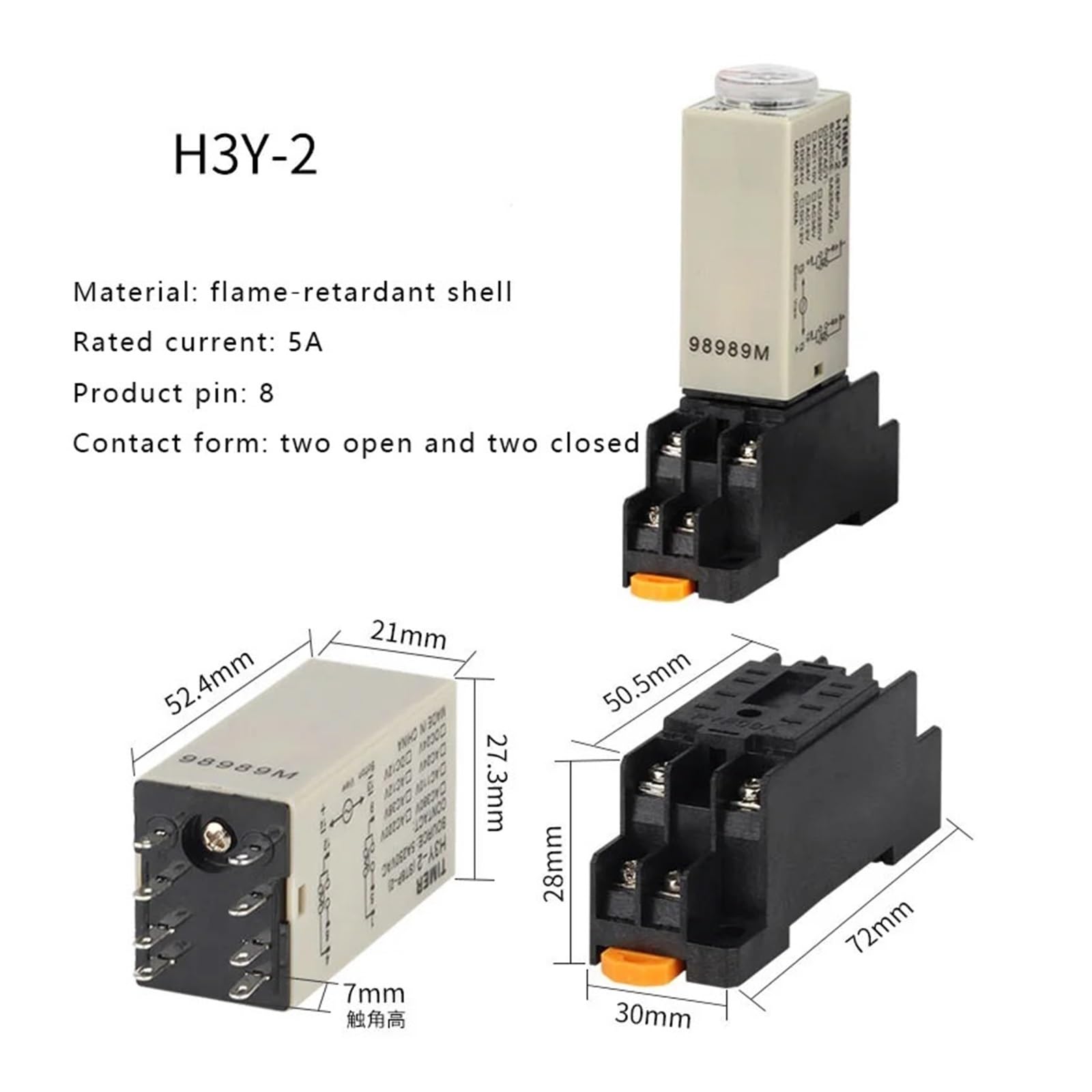 Relé de potencia, temporizador tiempo sincronización DC12V 24V H3Y-2 con toma base Perilla giratoria retardo encendido DPDT 5S/10S/30S/60S/5M/10M/30M (color:, tamaño: VW3M8102R30)(AC110V,30M)