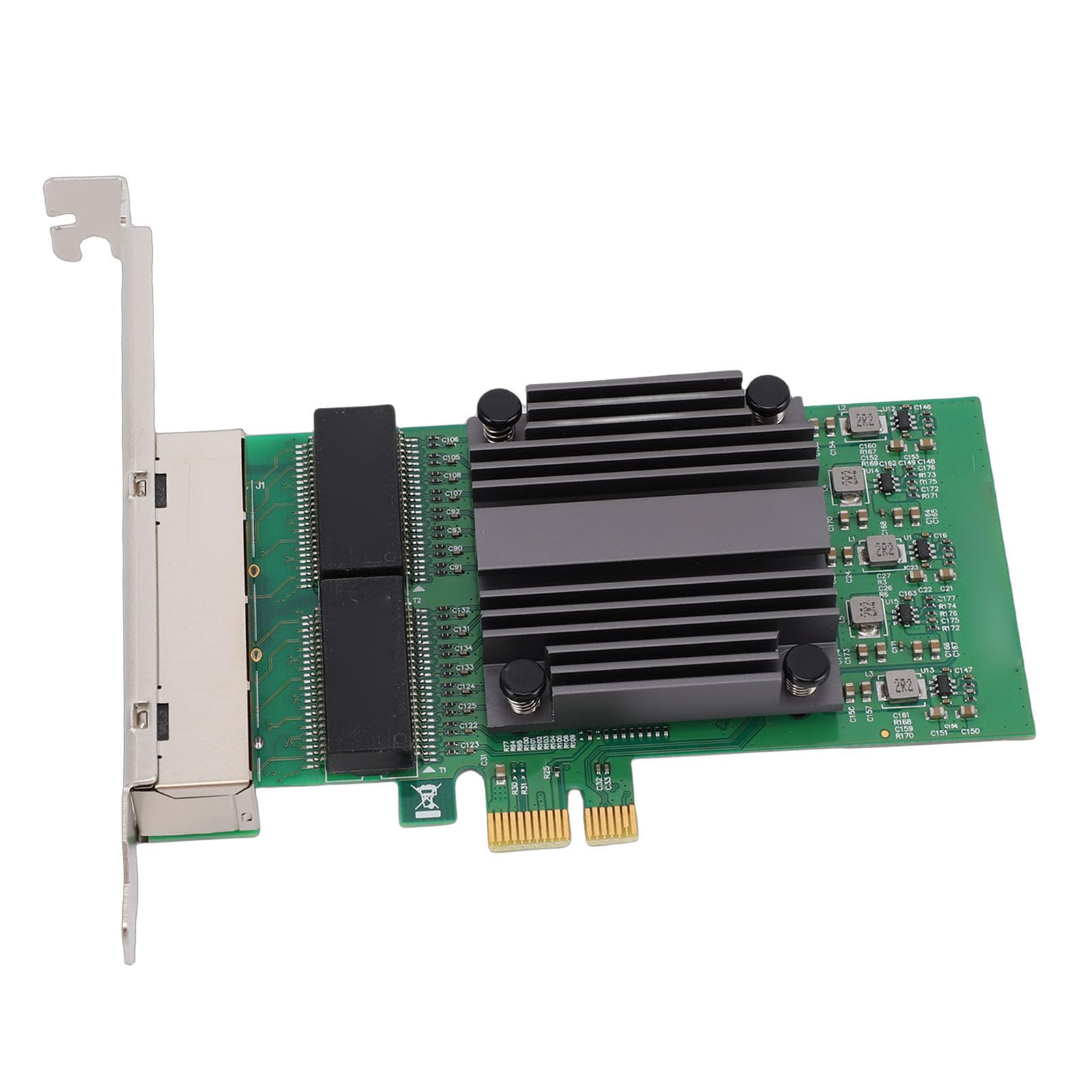 Ausla Scheda di Rete PCIe X1 a 4 Porte, Scheda Adattatore di Rete Gigabit Ethernet PCB con Chip 82571, 4 Porte RJ45 10 100 1000Mbps, Basso Carico della CPU per PC Industriali Server Desktop