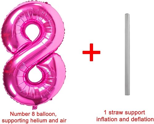 Miniatura 3 de Globos rosados del número 8, globos de Mylar de 40 pulgadas para celebraciones de fiestas y decoraciones de vacaciones