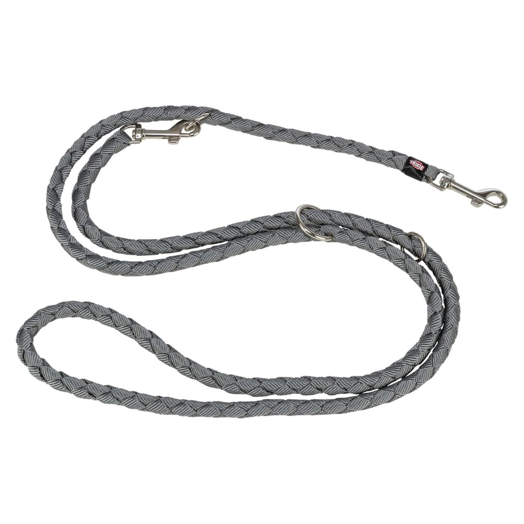 TRIXIE Cavo V-Leash S–M, 2.00 m Ø 12 mm in graphite – adjustable leash for outdoor activities – for small to medium-sized dogs – 143516