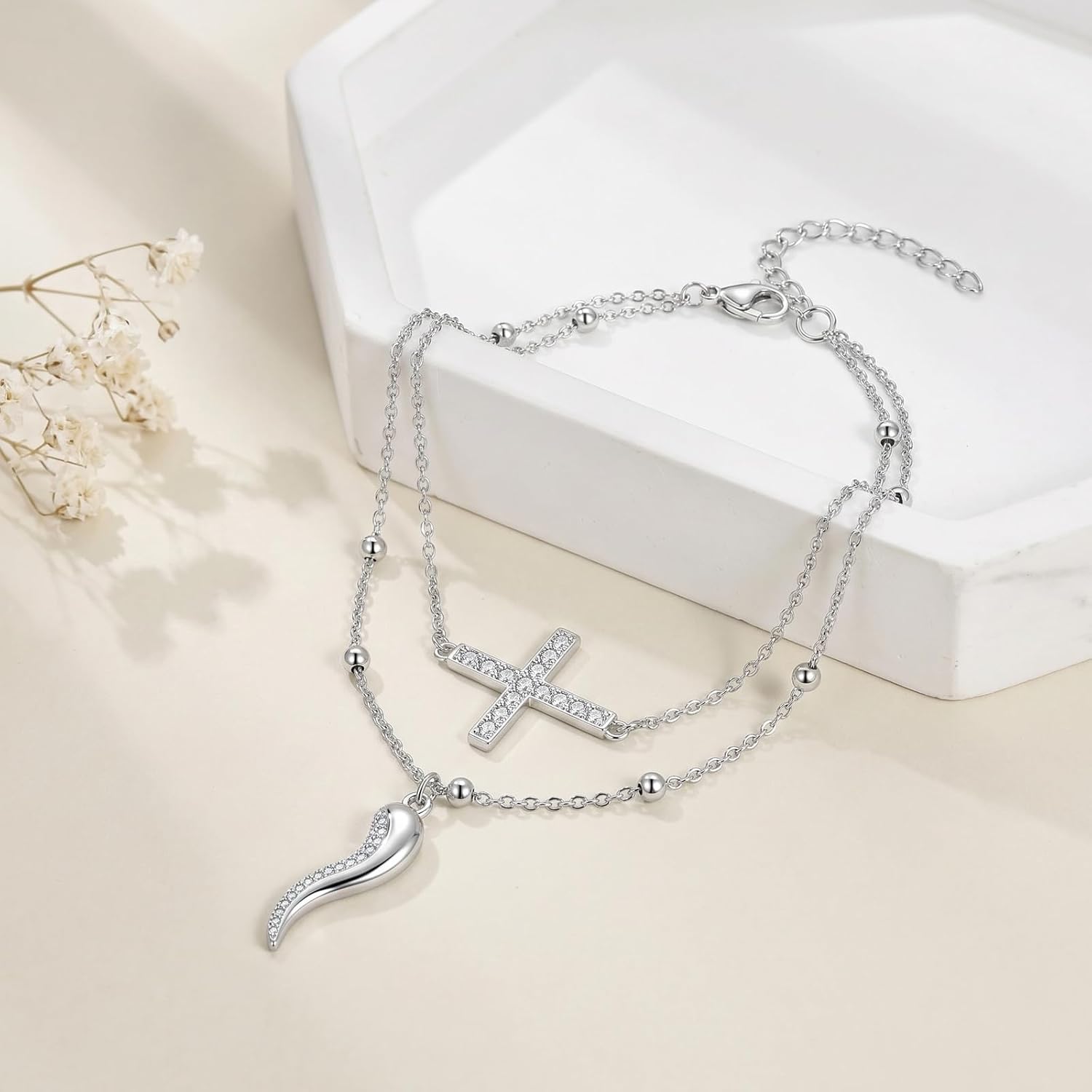 Italian Horn Bracelet Horn Sideways Cross Bracelet 18k Gold Plated Amulet Jewelry Gifts For Women Female