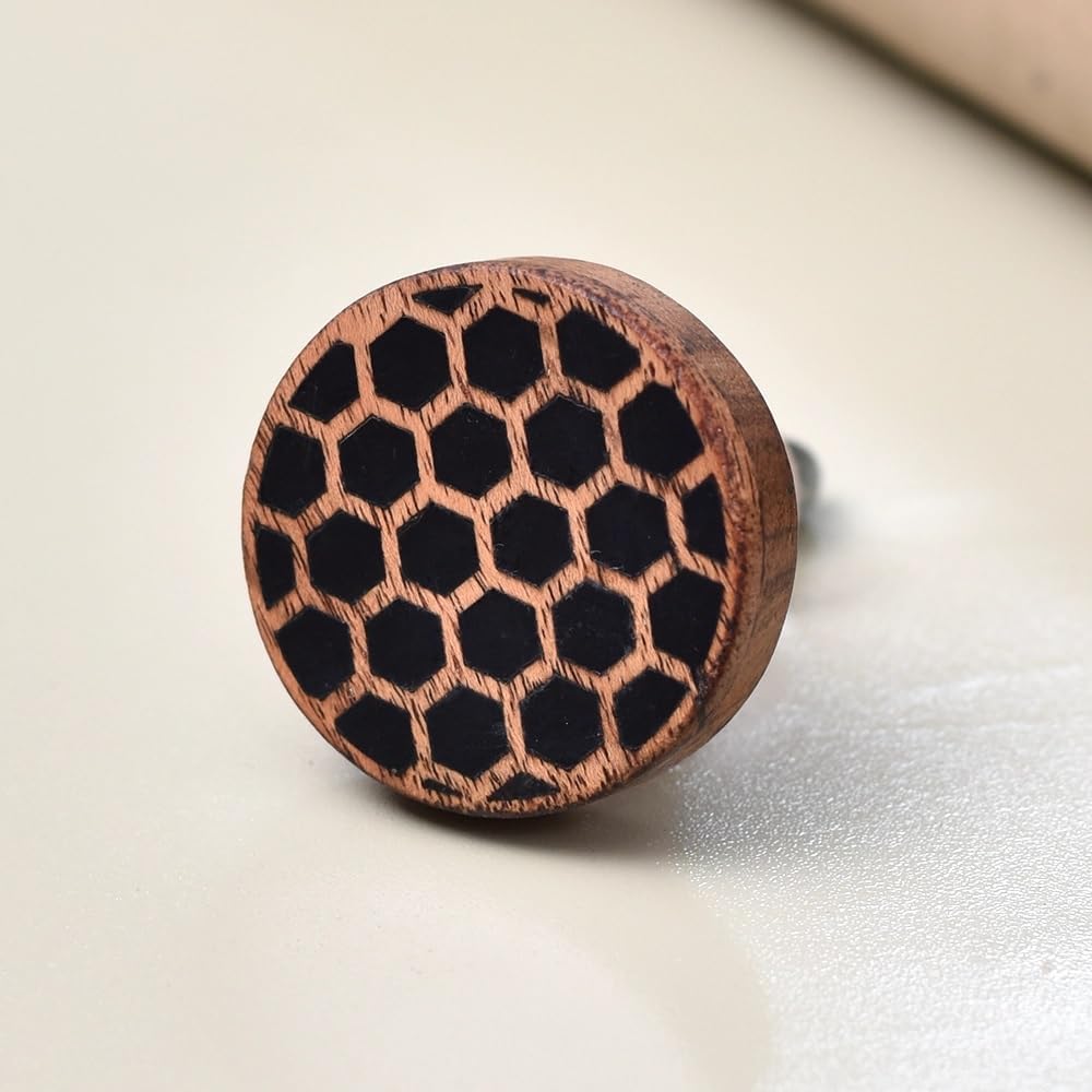 Indian Shelf Handmade 18 Pack Black and Brown Wooden Round Chic Dresser Knobs Drawer Handles Cabinet Pulls Stylish Modern Hardware