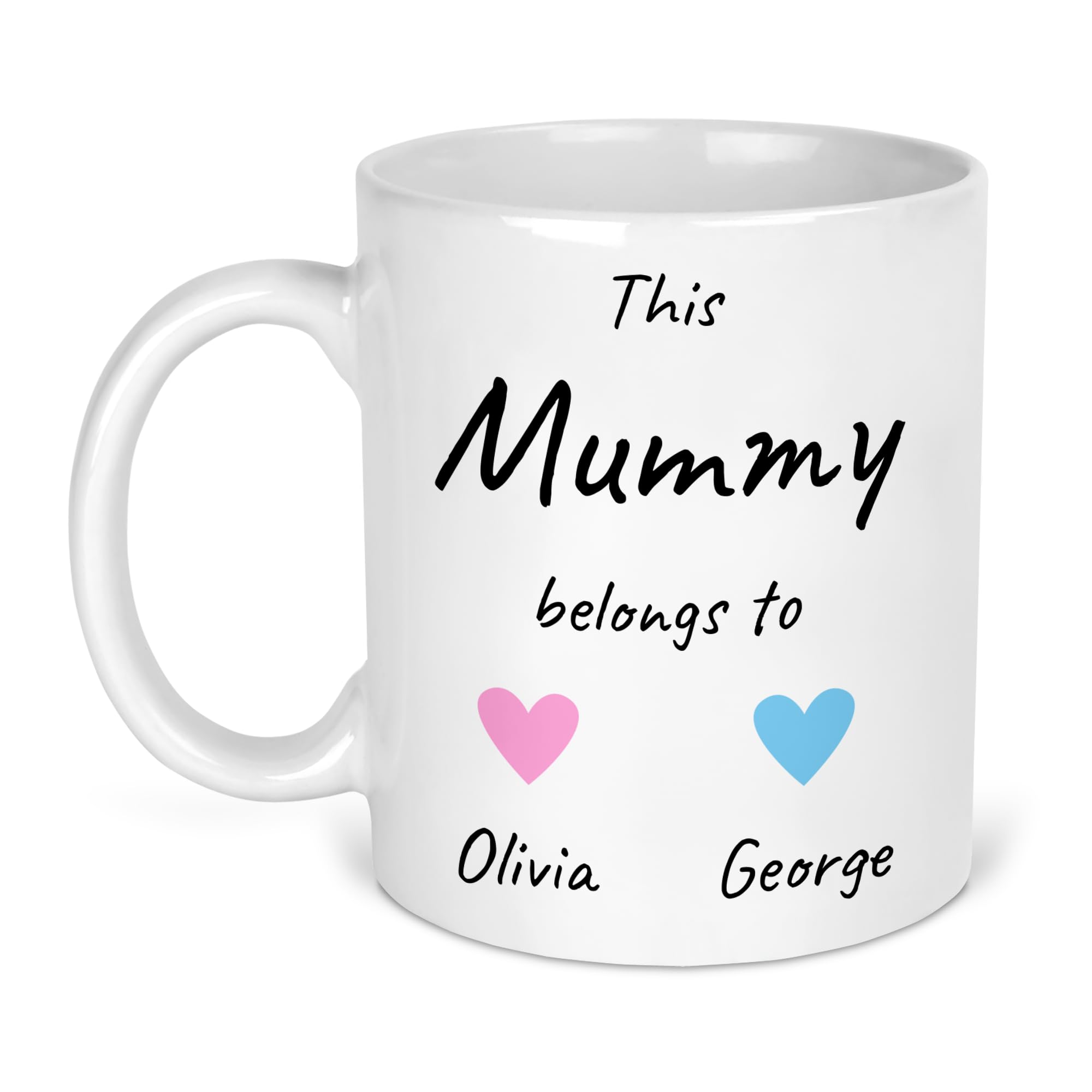Chicken Craft Personalised 'This Mummy Belongs to' Mug - Custom Name & Heart Design - Gift for Mum, Mother's Day, New Mum, Birthday, Baby Shower