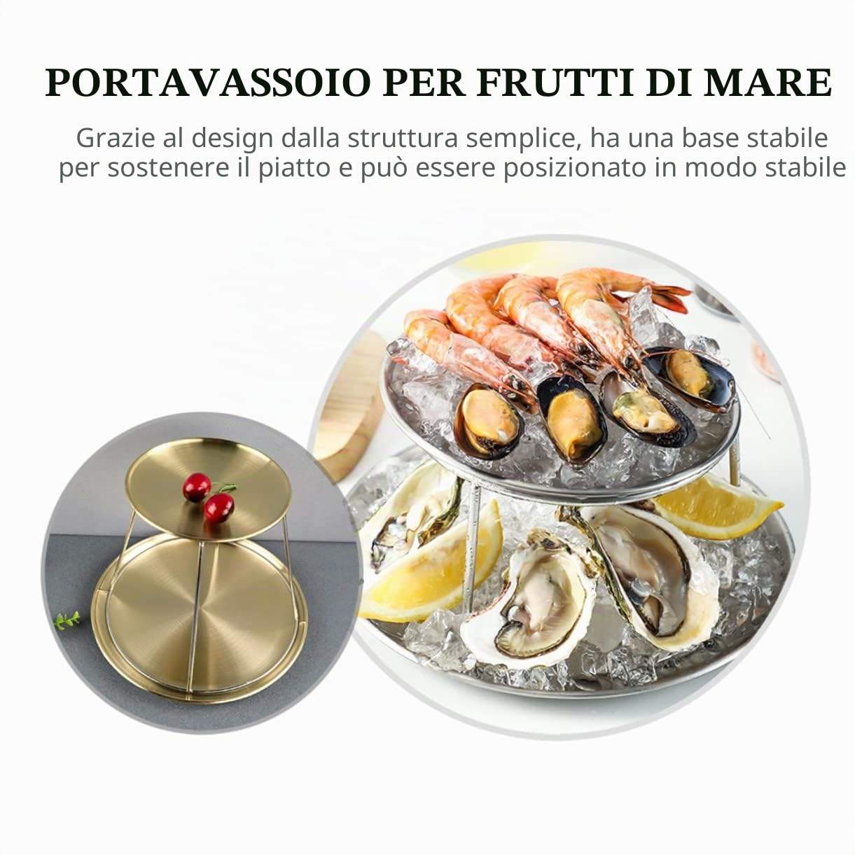BESTonZON 2 Pz Doppia Cremagliera Servire in Padella Portapiatti Per Alimenti Griglia Vassoio Porta Metallo Supporti Da Tavolo Alzata Per Pizza Cupcake Scrivania Pallet Acciaio Inossidabile