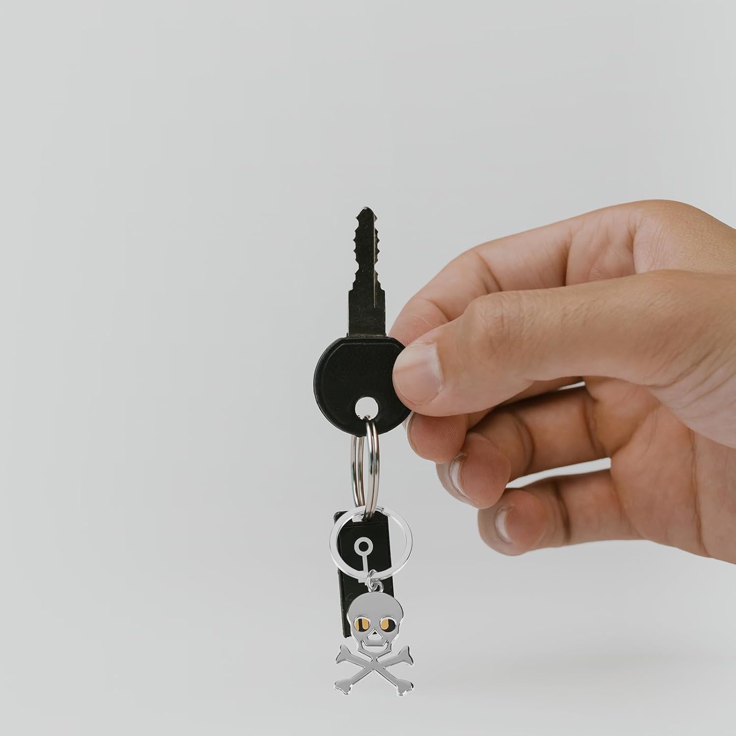 Vaguelly Halloween Skull Keychain Silver Metal Car Key Ring Accessory image 5