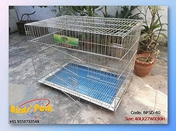 Birds' Park Stainless Steel Dog Cage for Labrador, Gsd, Pug, Poodle and Dalmatian (Large)