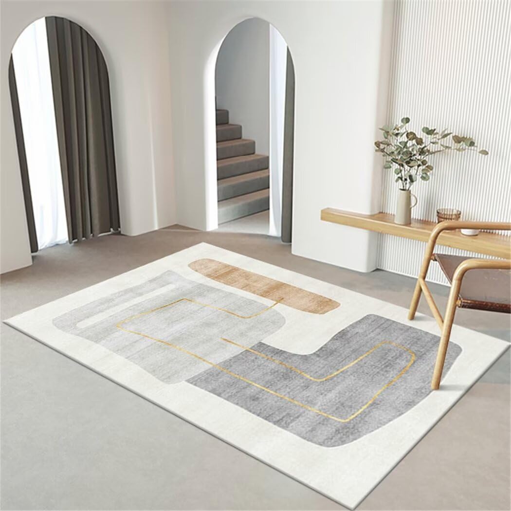 Tapis simple abstrait gris 100x160cm au design épuré