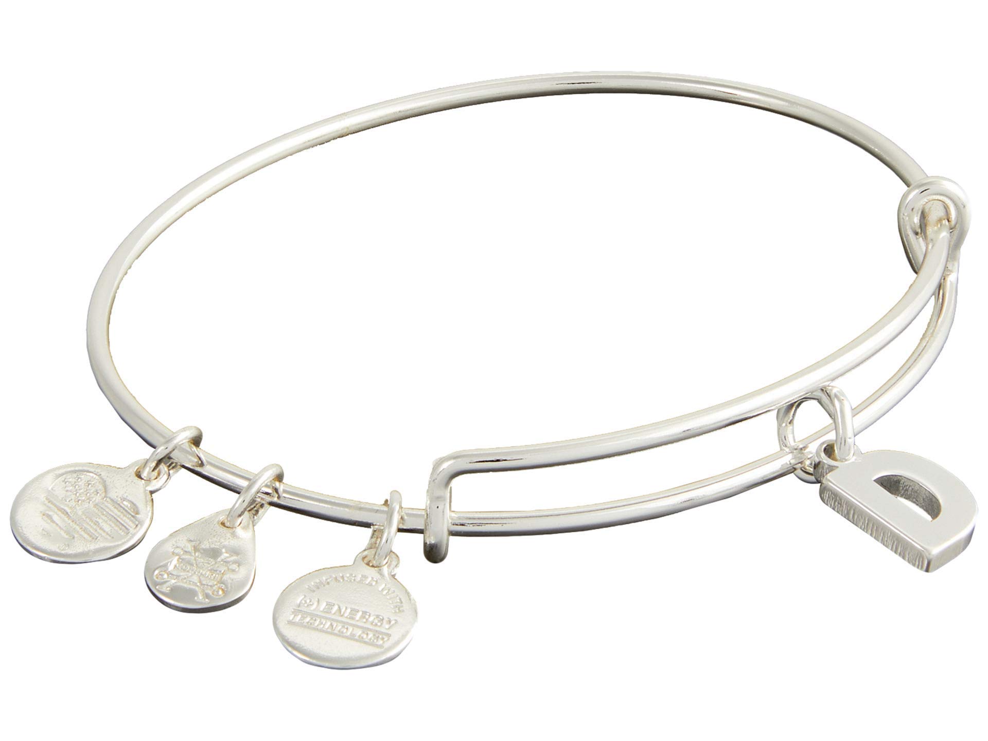 Alex and AniExpandable Bangle for Women, Initials A to Z Letter Charms, Shiny Finish, 2 to 3.5 in