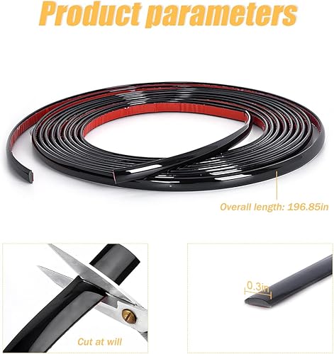 Miniatura 2 de Tiras cromadas para interior de automóvil, tiras cromadas de 16.5 pies para automóviles, tira de borde cromado de cuerpo lateral, moldura cromada