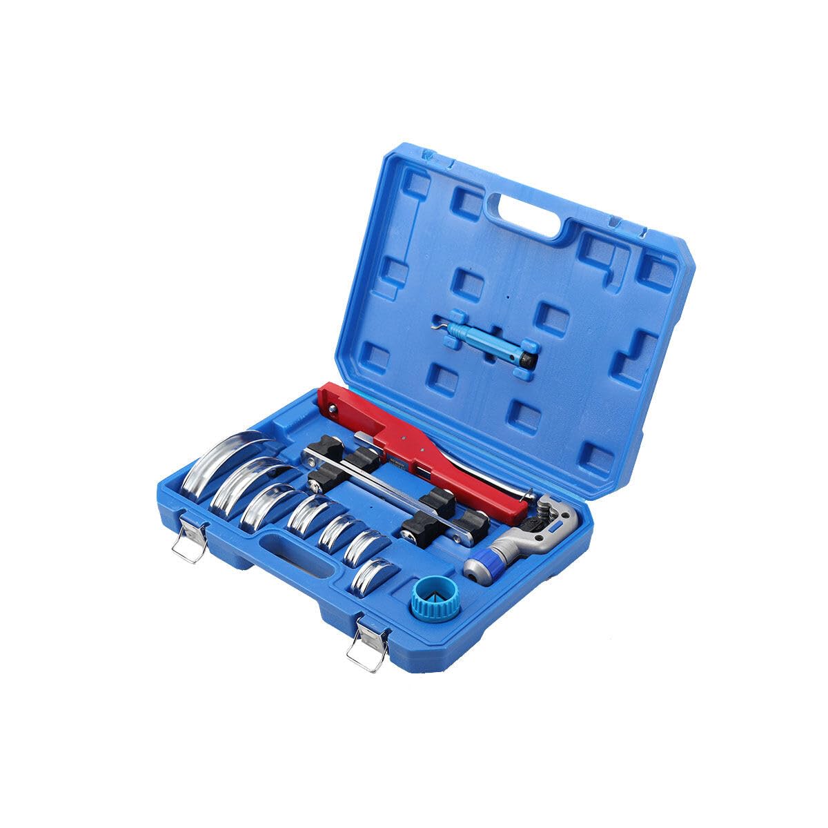 Dobladora de Tubos Manual de 6-22 mm, Curvadora de Mano para Tubos con 7 Matrices, Rango de Doblado 0-90° con Cortatubos y Escariador de Rebabas, para Tubos Finos de Acero, Cobre, Aluminio