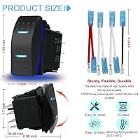 Vista 4 de Interruptor basculante impermeable de encendido y apagado de 12 V/20 A 24 V/10 A 7 pines DPDT luz LED azul, con cables de puente para barco