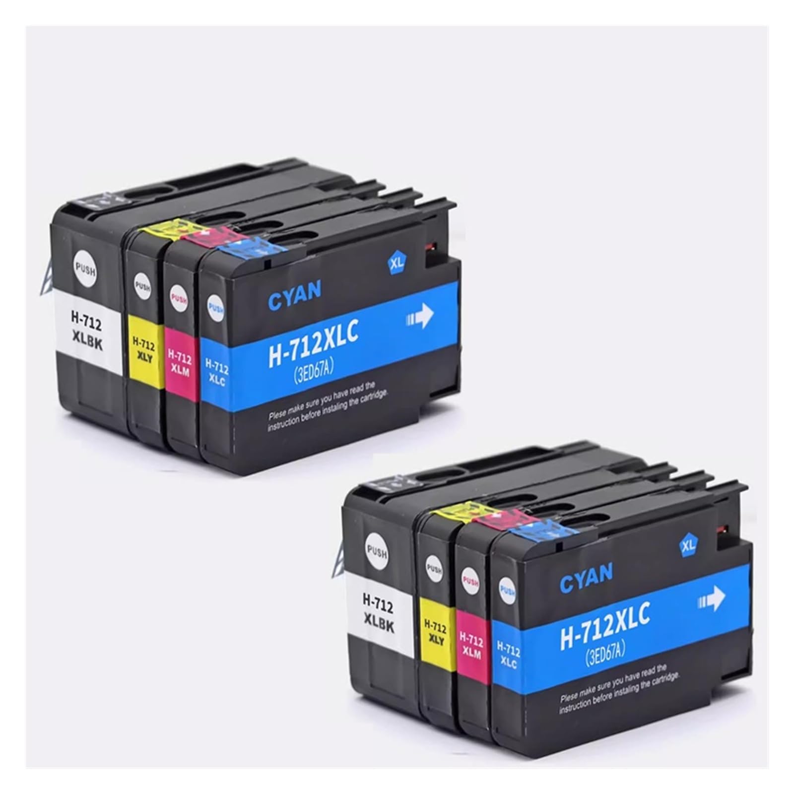 1/2/3/5 Juego de Cartuchos de Tinta 712XL, compatibles con HP | Impresora de inyección de tinta T210 T230 T250 T650, 3ED71A 3ED67A(2 set)