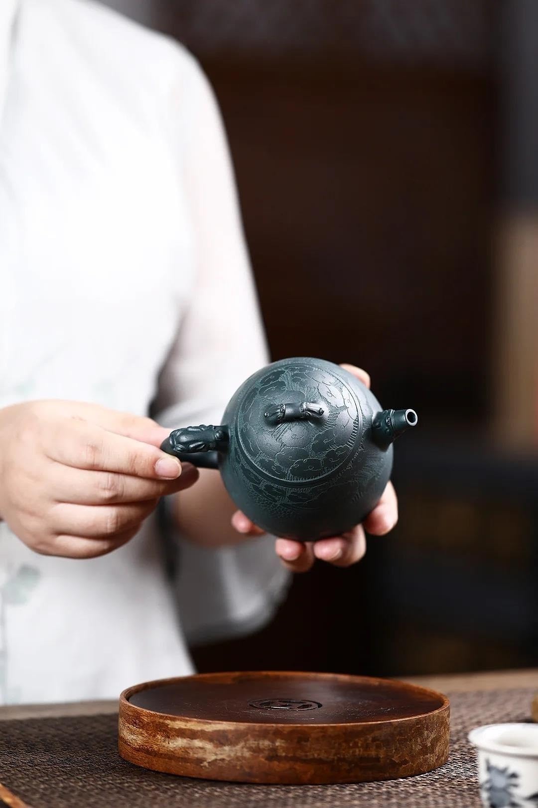 Zestaw do herbaty popołudniowej, ręcznie robiony dzbanek do herbaty z motywem smoka, chiński zestaw Zisha, kolekcja fioletowej gliny Yixing, 300 ml, zestawy do herbaty
