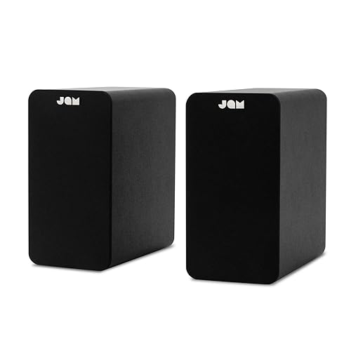Jam Bluetooth Bookshelf Speakers - kompakte Regallautsprecher, Bluetooth-Lautsprecher mit AUX-IN, 8-mm Treiber, Aktivlautsprecher, satte Bässe, feine Akustik, Lautsprecher Boxen, Schwarz - Black