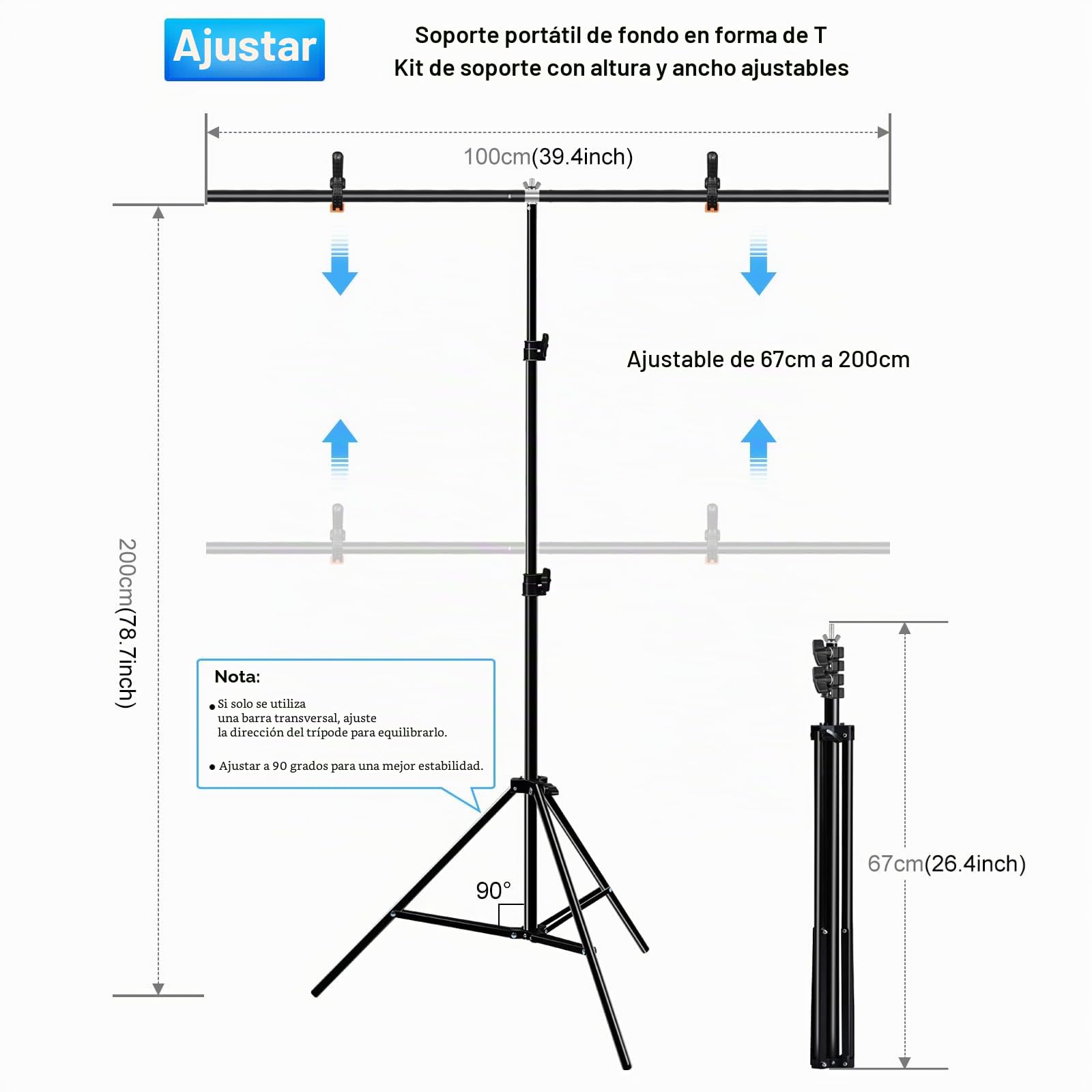 PULUZ - Kit de fondo verde con soporte, soporte portátil para fondo GreenScreen, en forma de T, con bolsa de transporte para transmisión de vídeo y sesiones de fotos