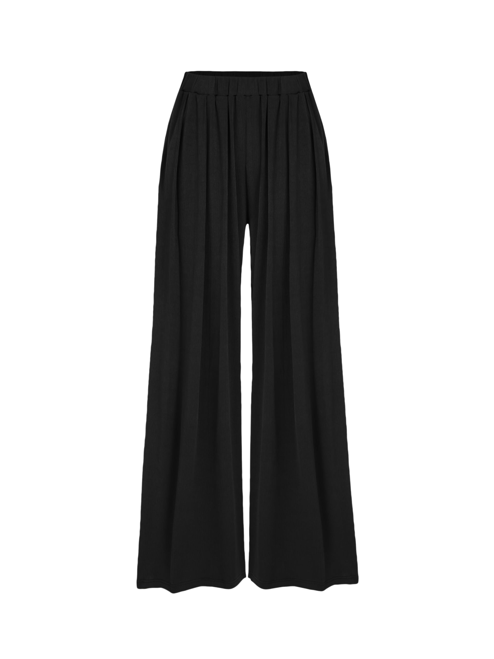 CIDER Petite Solid Elastic Waist Wide Leg Pants