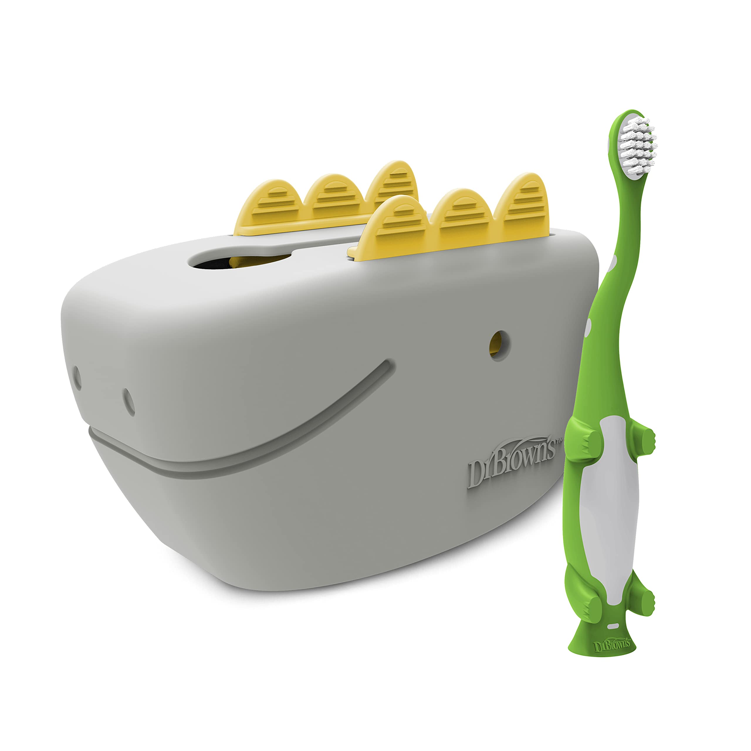 Amazon.com: Dr. Brown's 嬰幼兒牙刷綠色恐龍1 件組1-4 歲CleanUp Dino-Soft 嬰兒沐浴噴嘴套幼兒浴缸安全不含雙酚A  認證塑膠中性: 健康與家庭