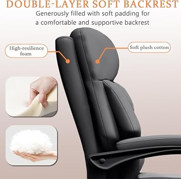 Executive Office Chair with High Back, Ergonomic Recliner Computer Chair PU Leathe Gaming Chair, Heavy Duty Adjustable Height Home Office Chair with Foot Rest