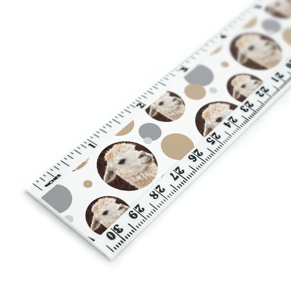 White Llama 12 Inch Standard and Metric Plastic Ruler