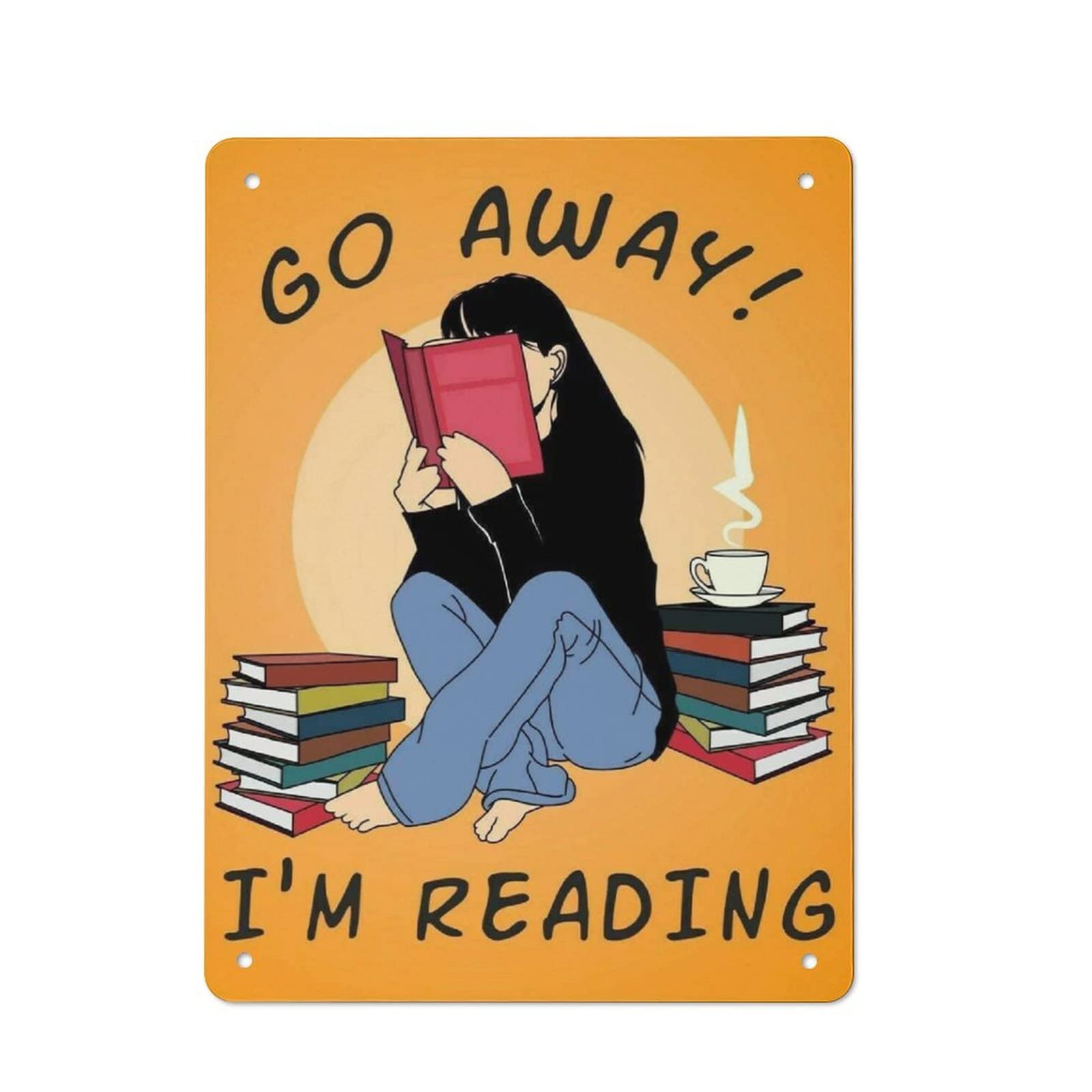 AOOEDM Go Away I'm Reading DoDisturb Tin Metal Sign Wall Decor Funny Inspirational Quote Wall Art Sign Vintage Tin Signs For Home Coffee Bar Man Cave Sign Pub Poster