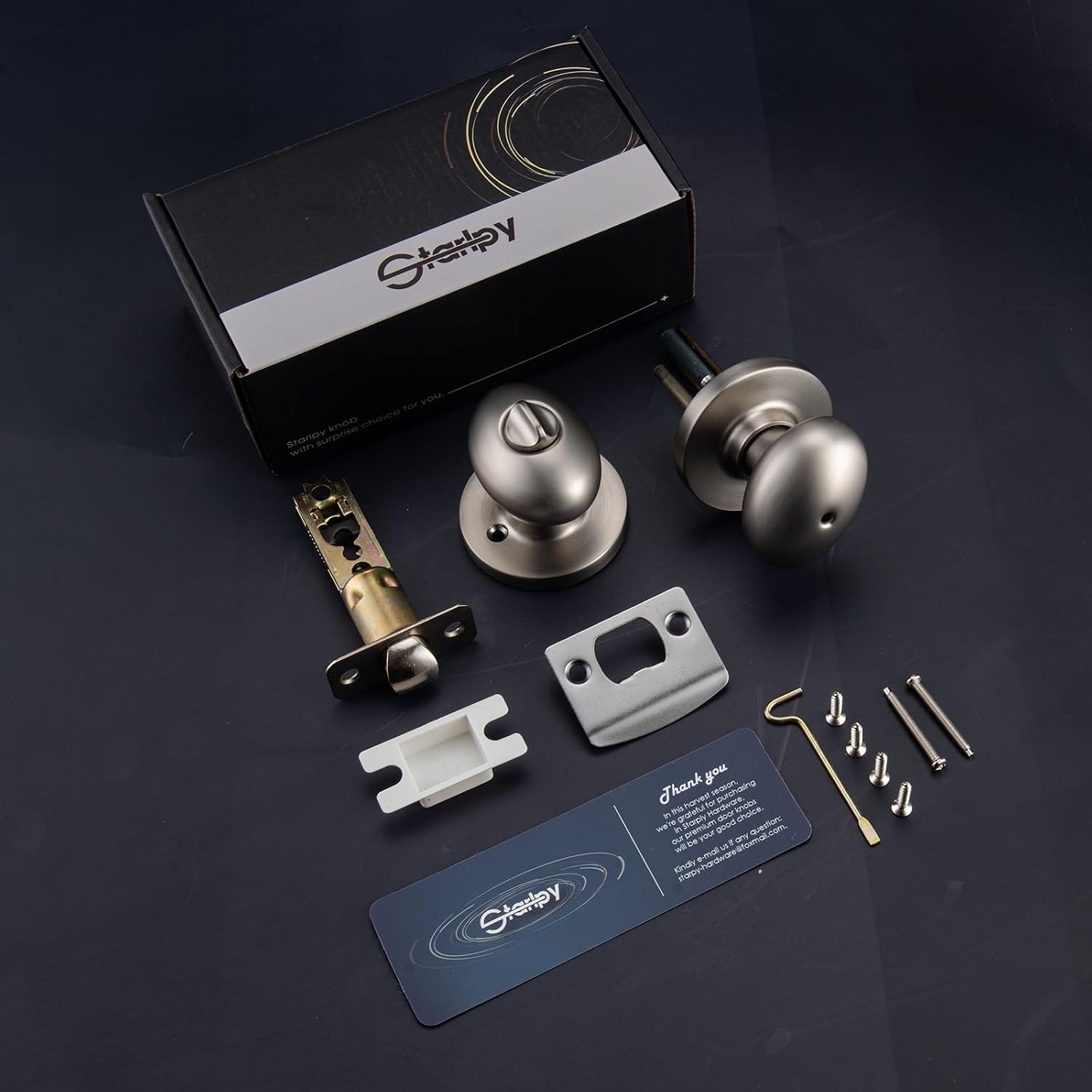 Brushed Nickel Door Knobs Interior with Turn Lock, Egg Door Knob for Privacy Bath & Bedroom, Heavy Duty & Easy Install