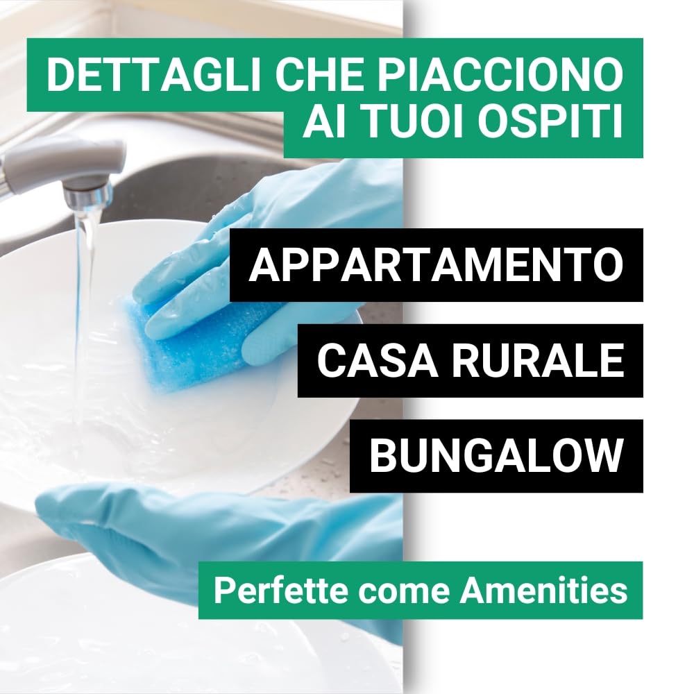GPQ - Detersivo Lavastoviglie Liquido 15 ml | 250 pz | Amenities Detergente Manuale per Stoviglie | Sgrassante | Senza Parabeni | B&B, Casa Vacanze, Campeggio, Appartamento... | Fabbricato nell’UE
