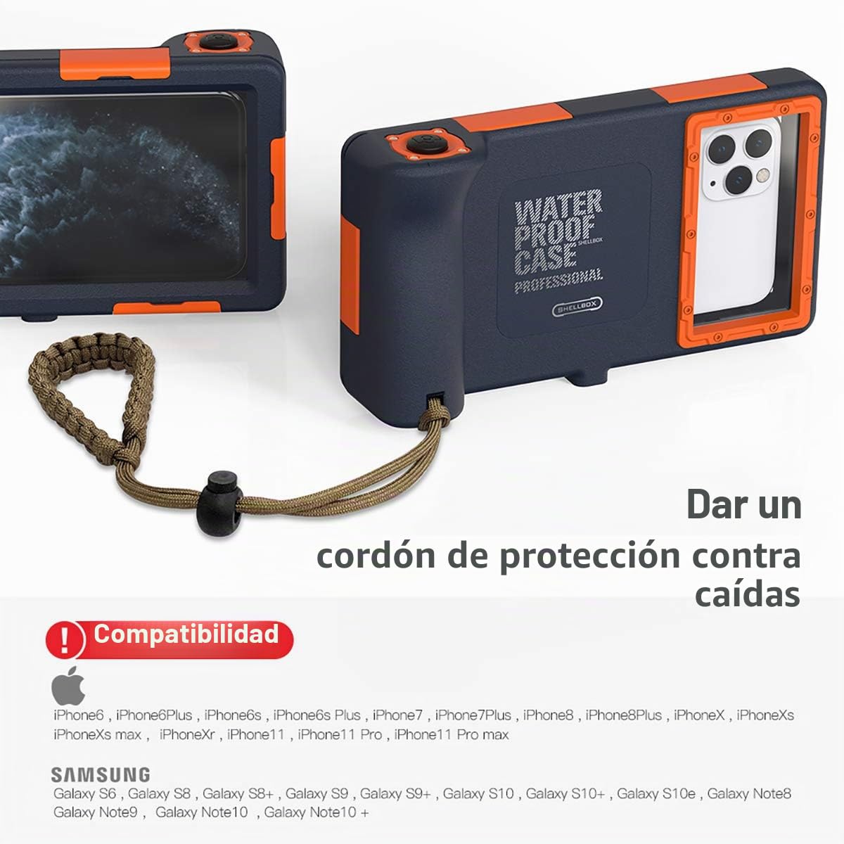 Funda Universal Impermeable y antigolpes para iPhone 11 Pro MAX XS MAX XR X 8 7 6S Plus Galaxy Note10 10 S9 S9 hasta 6,8 Pulgadas, Impermeable hasta 15 m