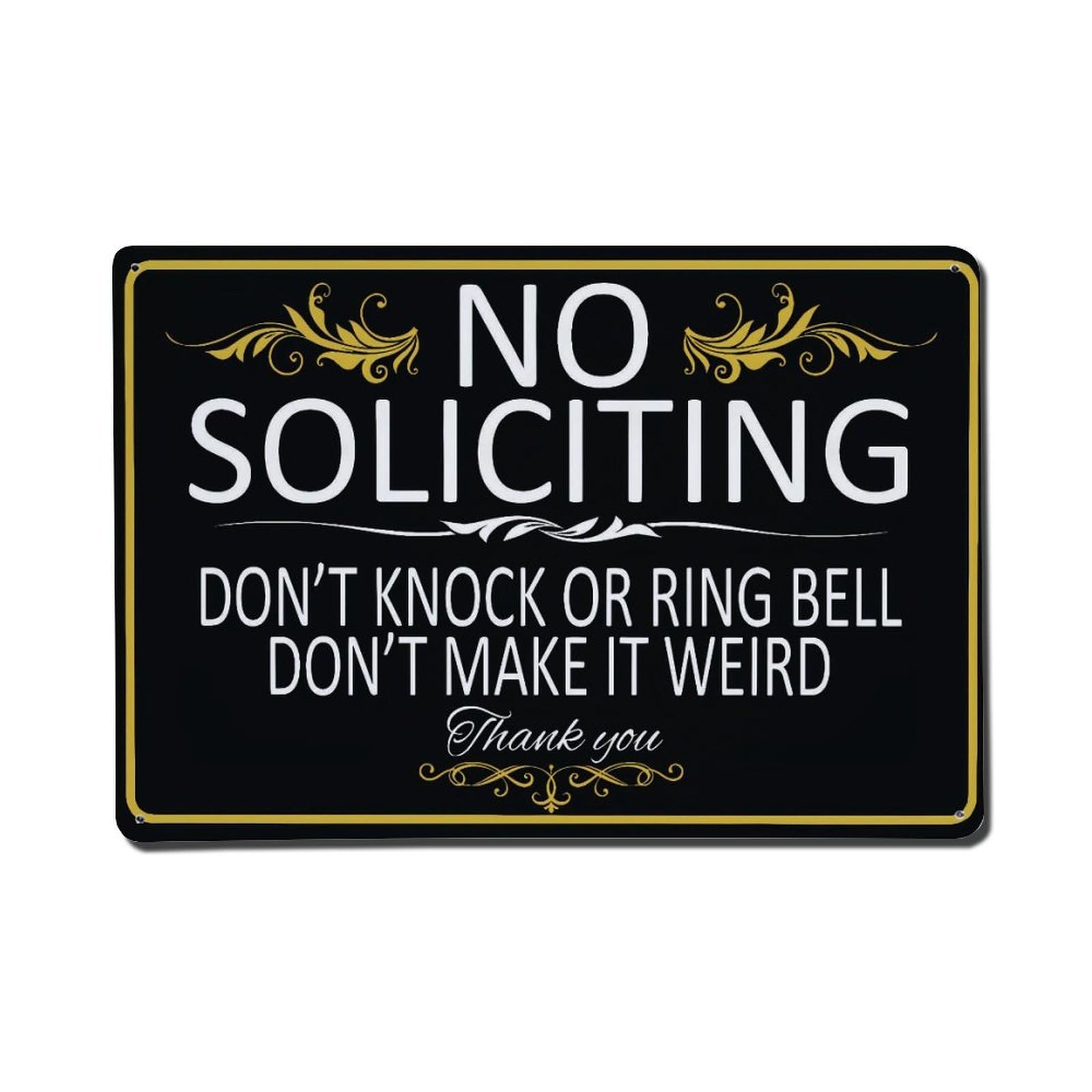 No Soliciting Don’t Knock Or Ring Bell Vintage Aluminium Metal Sign, Retro Wall Decor for Home, Bar, Garage & Farmhouse 20x30cm