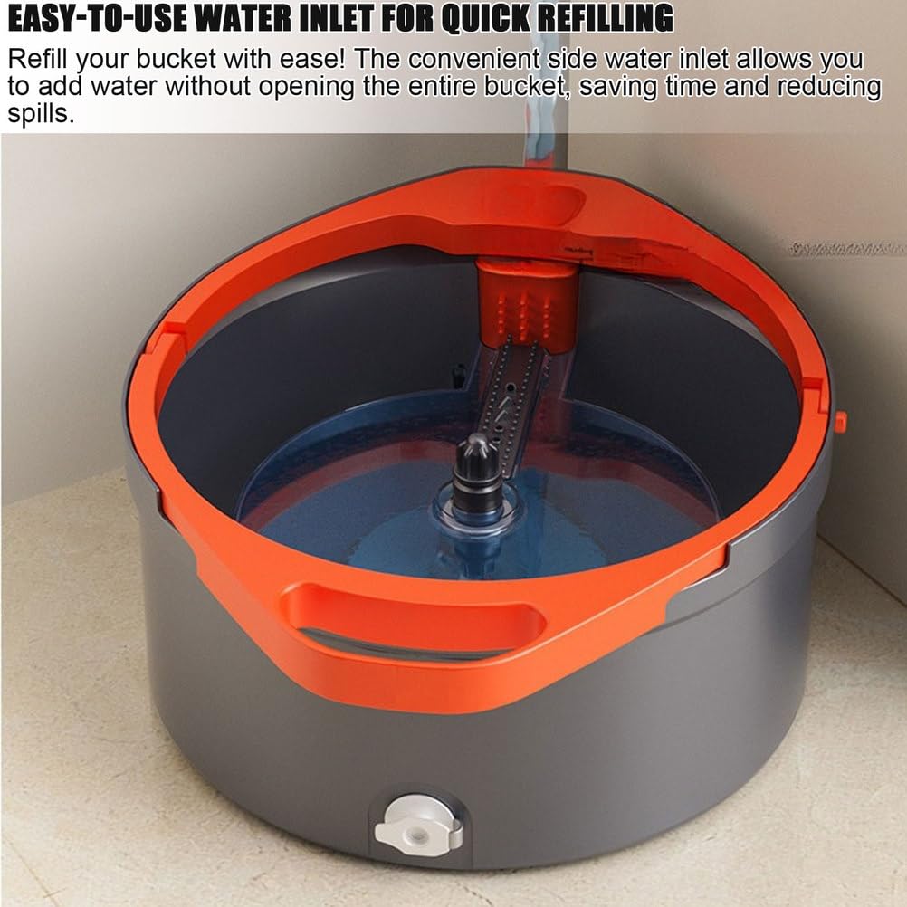 Questo Sistema di Secchio e mocio Girevole a 360° con Doppio Scomparto per Acqua Pulita e Sporca, Ideale per la Pulizia Profonda di Pavimenti e pareti, Include 5 Panni in Microfibra.