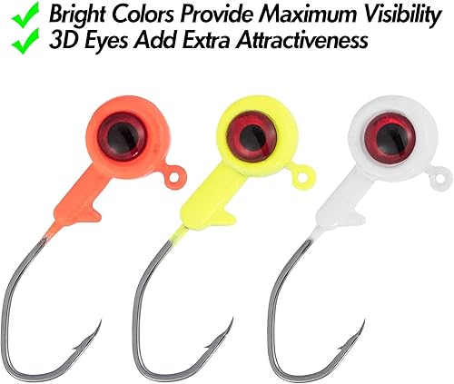 Miniatura 10 de Dr.Fish Paquete de 10 plantillas de cangrejo con ojos 3D, cabeza de pesca de lubina, pesca de lubina, trucha, anzuelo, anzuelo, cebo vivo, plástico,