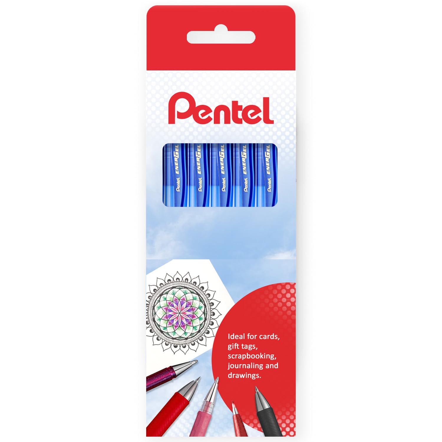 Pentel Energel X BL107 Retractable Gel Rollerball Pens - 0.7mm Nib - Pack of 6 in Envelope Gift Packaging (Blue) - Image 2