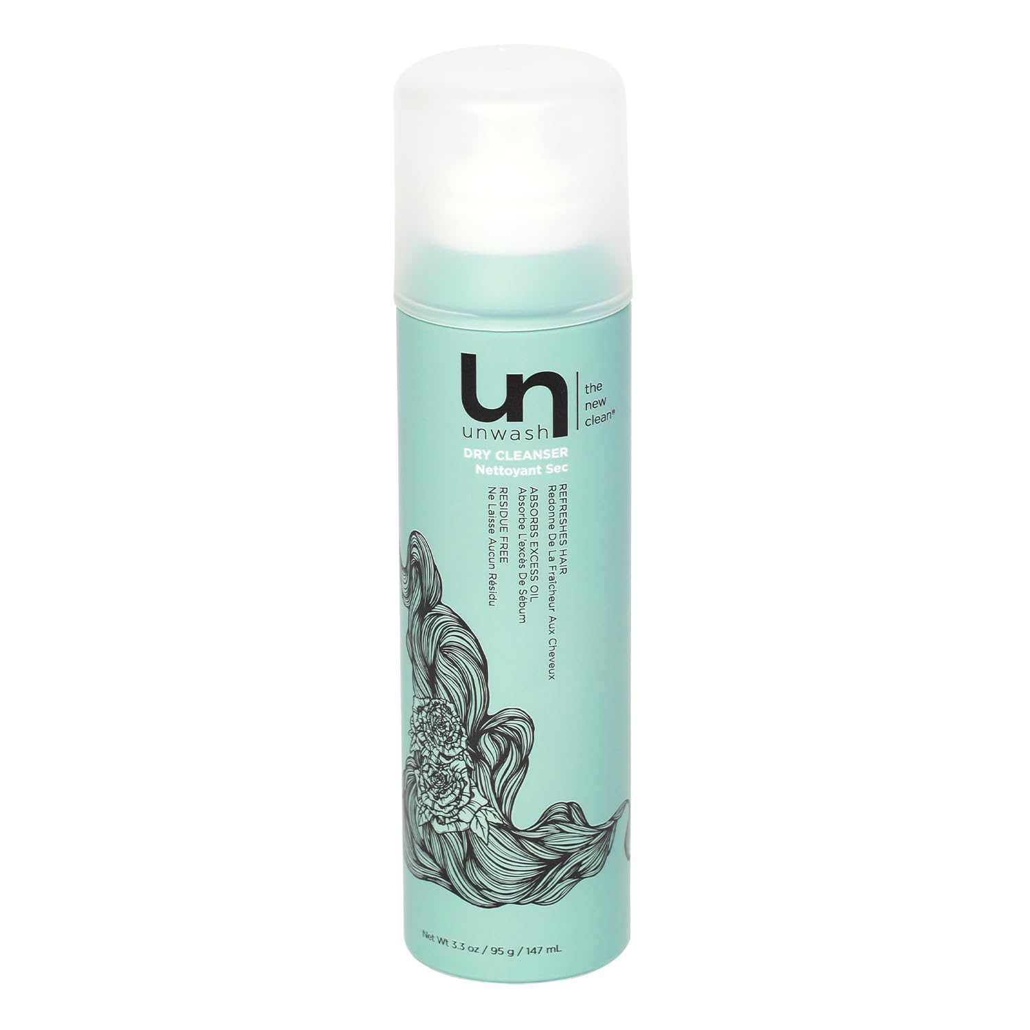 unwash Dry Cleanser – Dry Shampoo for All Hair Types, Refresh Hair & Absorb Excess Oil, Lightweight & Residue-Free, Color-Safe, 3.3 oz