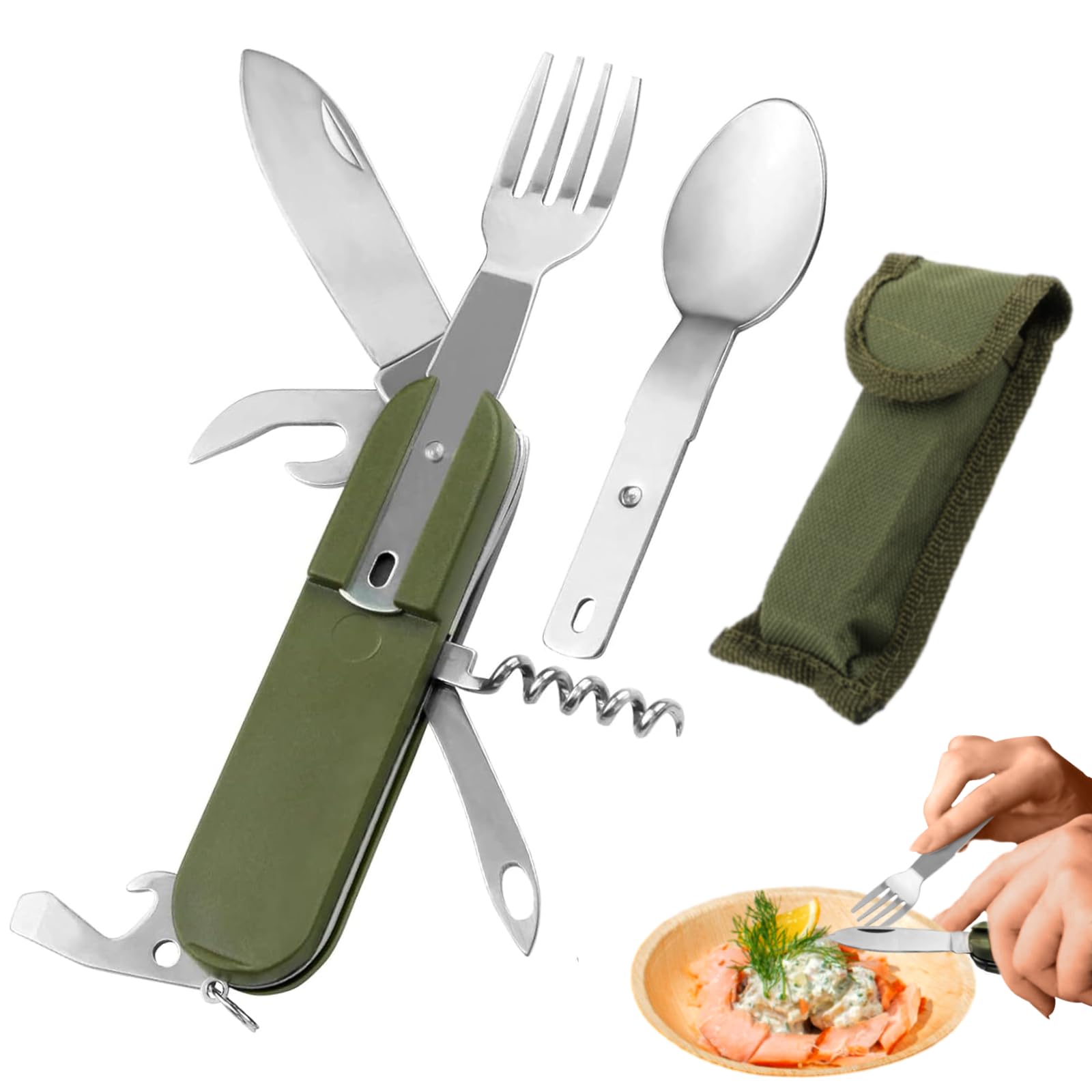 Set Posate Pieghevoli 7 In 1 Inox - Per Campeggio, Viaggi E Picnic - Foto 10