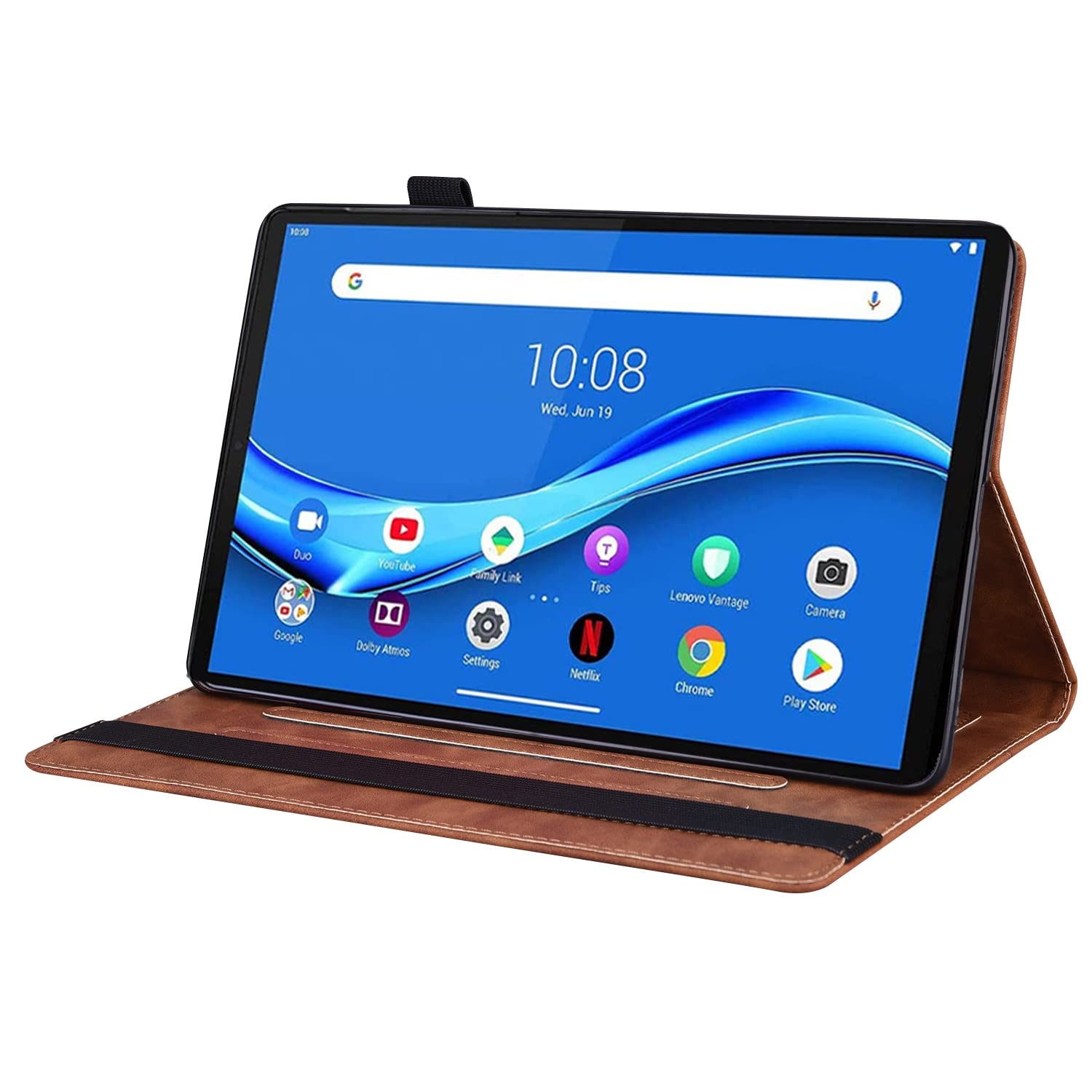 Podróż na tablecie Dla zakładki Lenovo. M10 HD 10.1.. Cal 2020 (2 gen) TB-X306F / TB-X306X Tablet typu wspornika PC. Case Regulowany Pasek mocujący Slot Shockproof(Kahverengi)